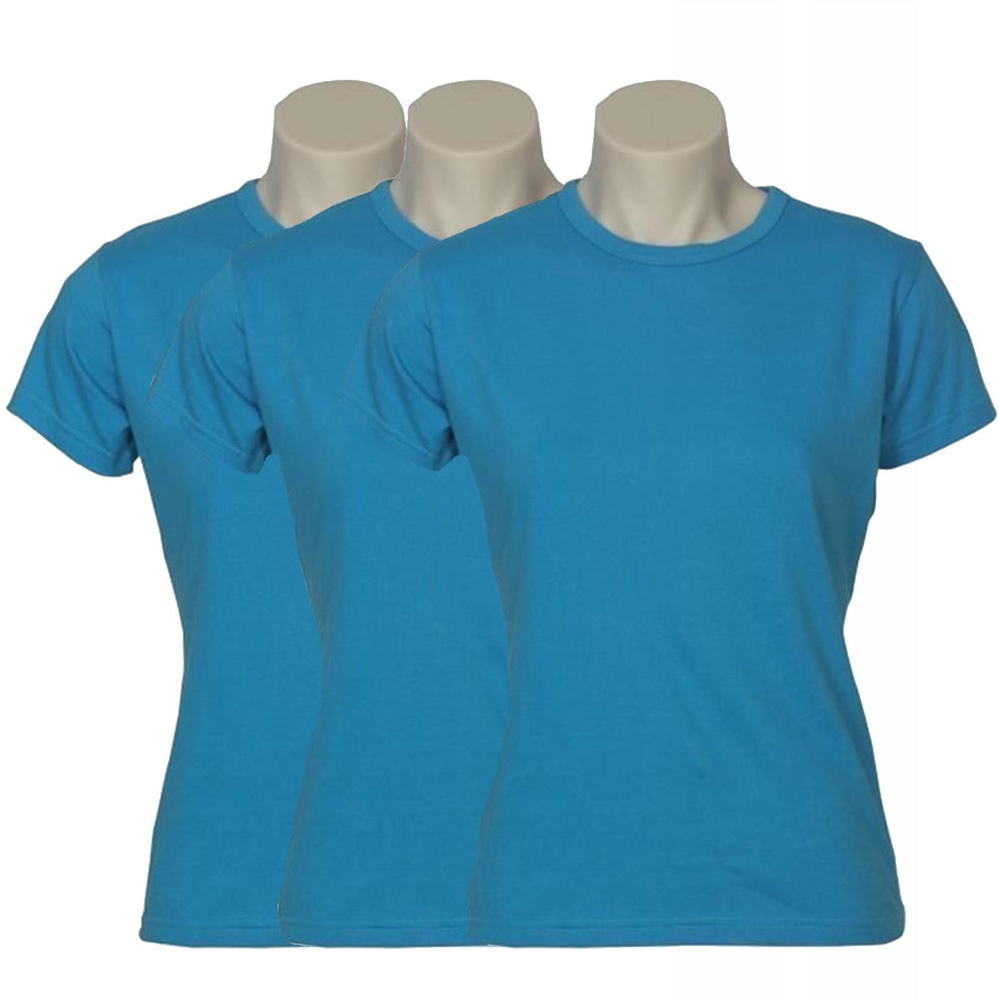 3x Womens Plain Ladies T SHIRT 100% COTTON Basic Tee Casual Top Size 6-24 BULK-51