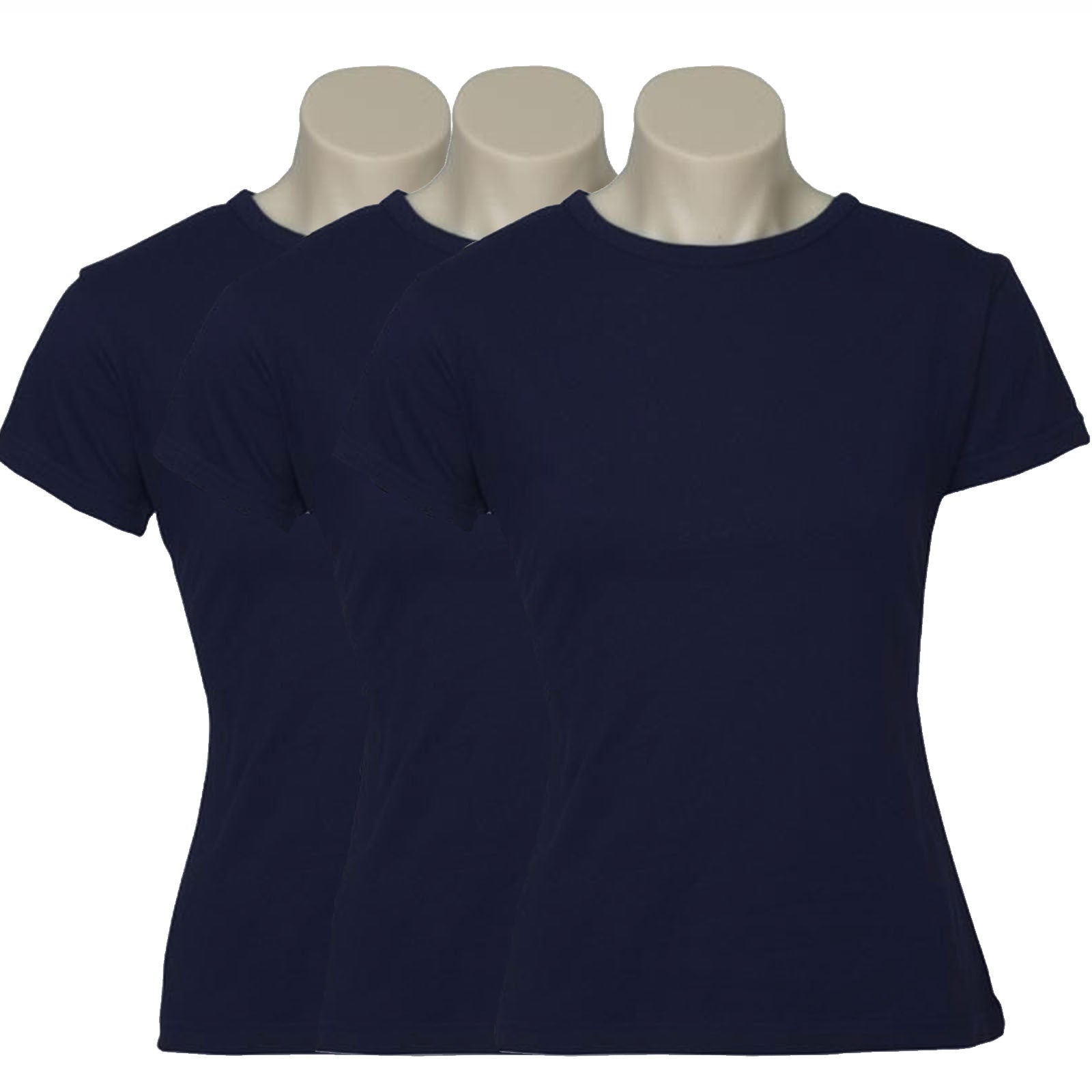 3x Womens Plain Ladies T SHIRT 100% COTTON Basic Tee Casual Top Size 6-24 BULK-72