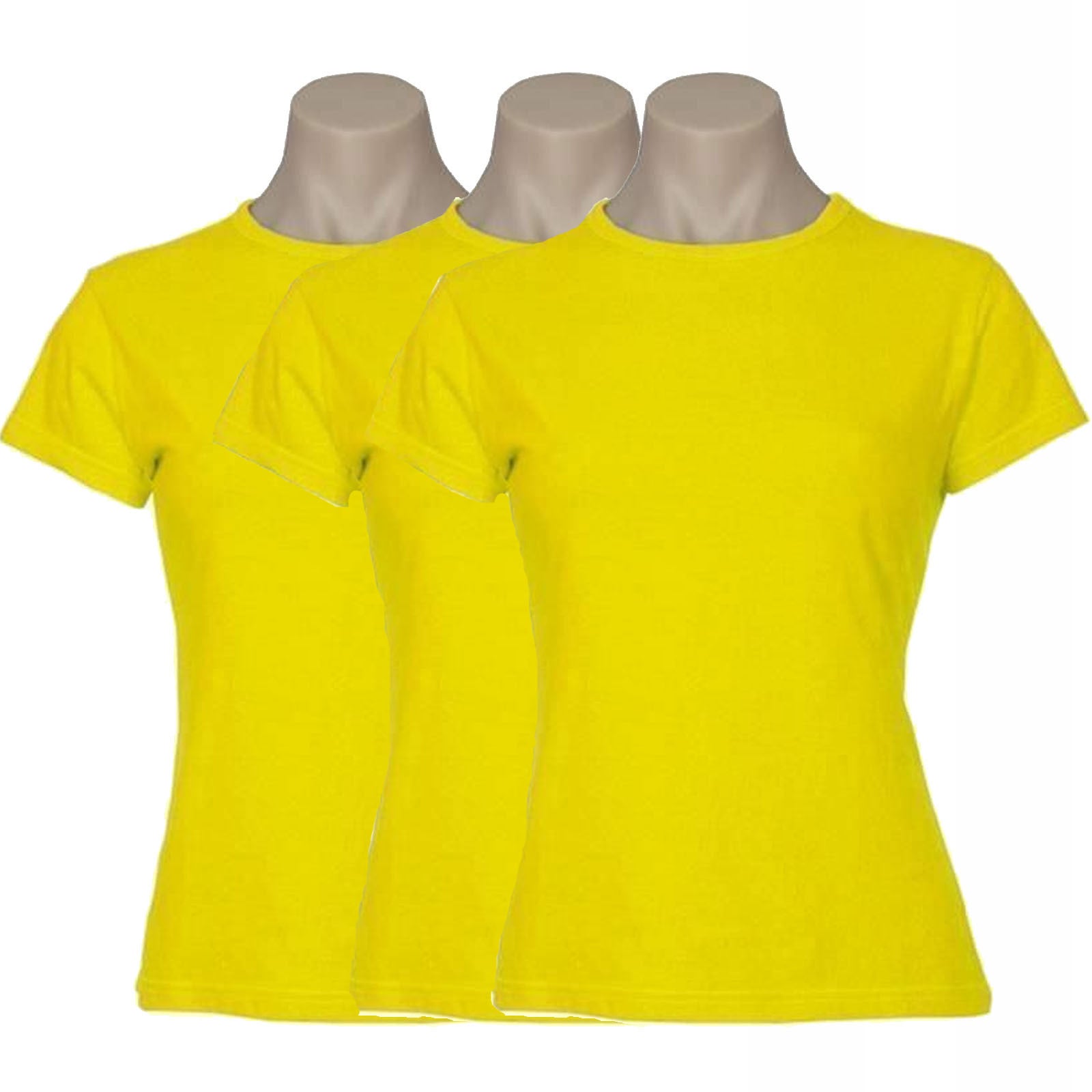 3x Womens Plain Ladies T SHIRT 100% COTTON Basic Tee Casual Top Size 6-24 BULK-76