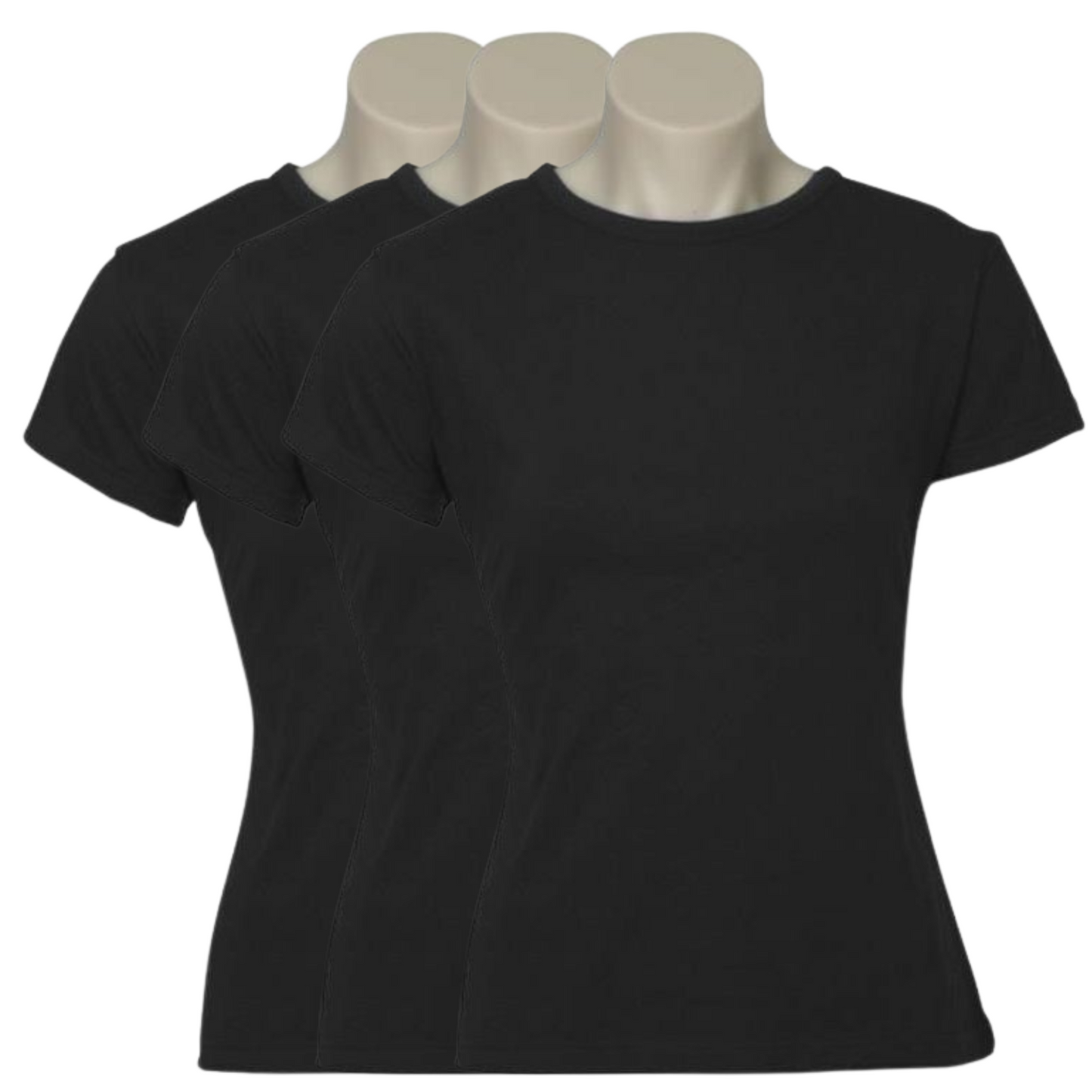 3x Womens Plain Ladies T SHIRT 100% COTTON Basic Tee Casual Top Size 6-24 BULK-77