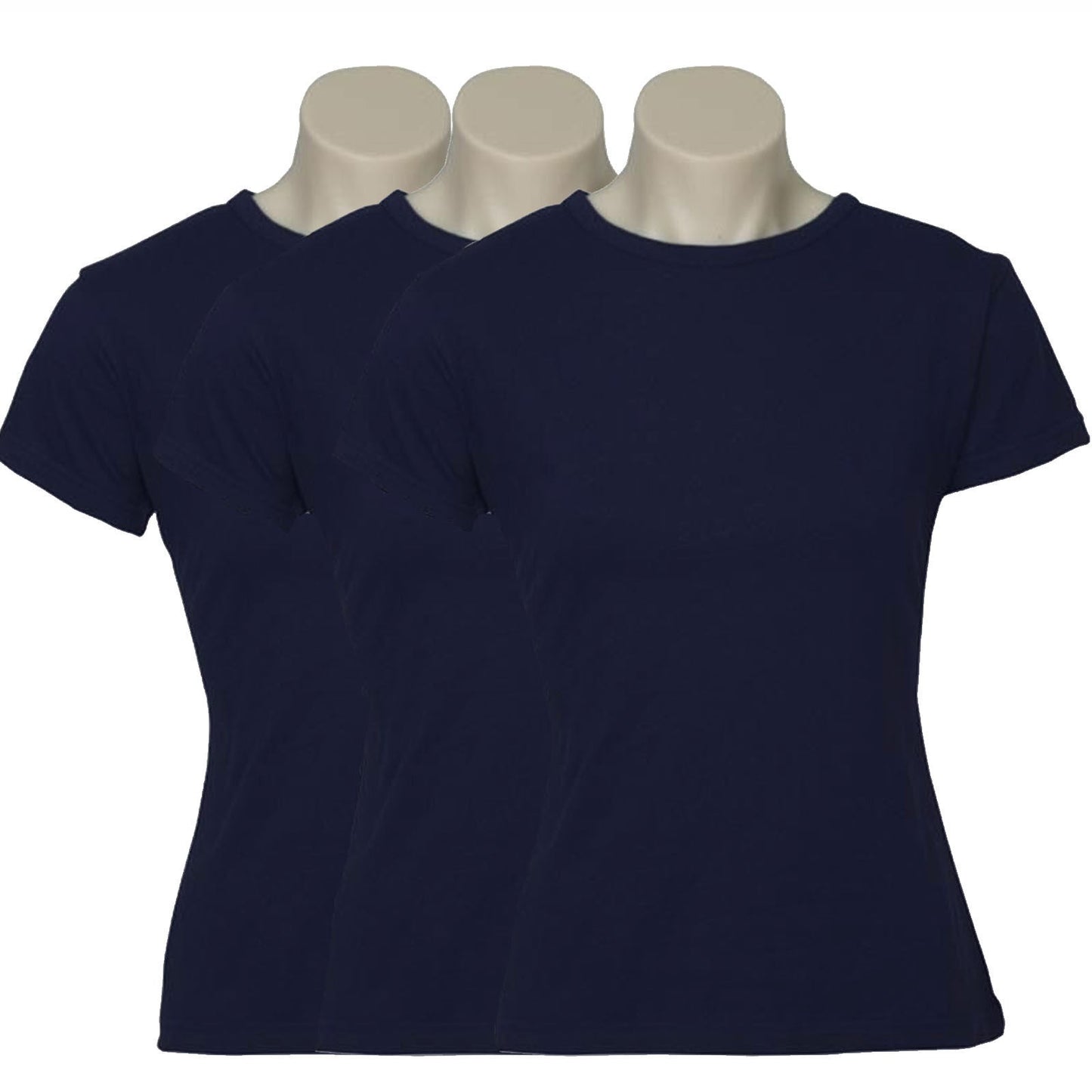 3x Womens Plain Ladies T SHIRT 100% COTTON Basic Tee Casual Top Size 6-24 BULK-90