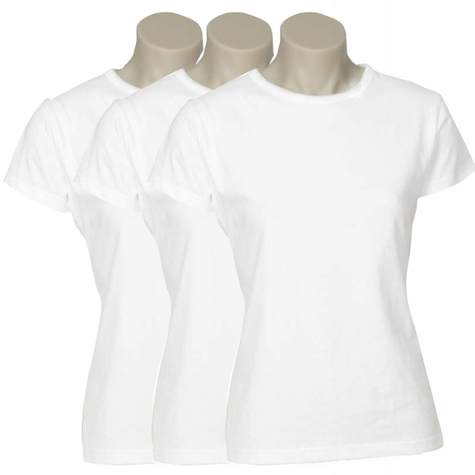 3x Womens Plain Ladies T SHIRT 100% COTTON Basic Tee Casual Top Size 6-24 BULK-93