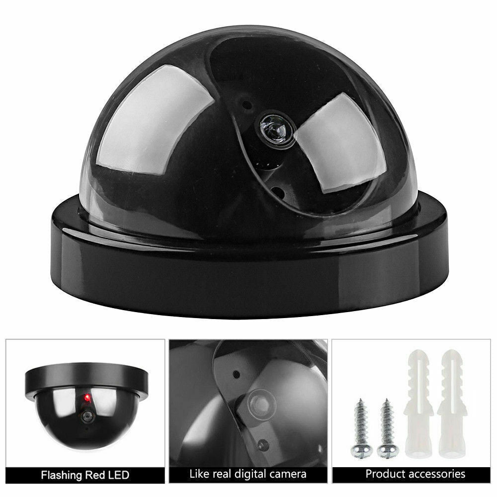 4x DUMMY SECURITY CAMERA Fake Dome Surveillance Flashing LED Wireless Imitation-4