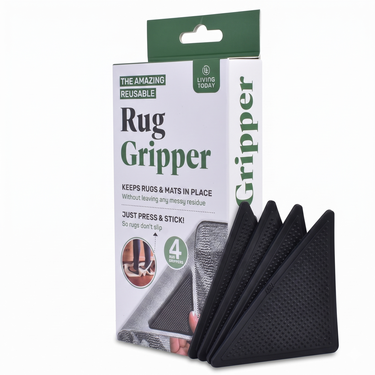 4x RUG GRIPPERS Non Slip Reusable Carpet Mat Gripper Anti Skid Washable Grip