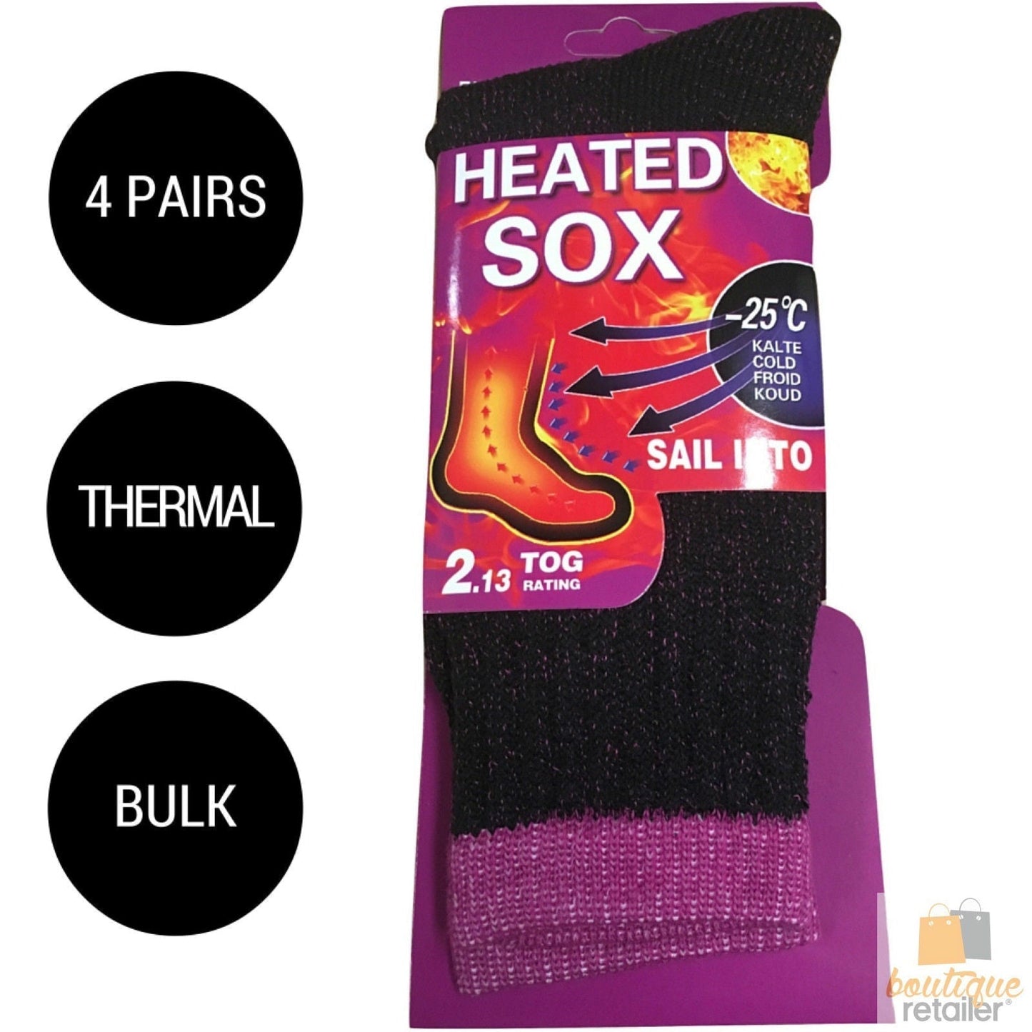 4 Pairs Womens THERMAL HEATED SOCKS Warm Winter Comfort Work Sox Ski BULK-1