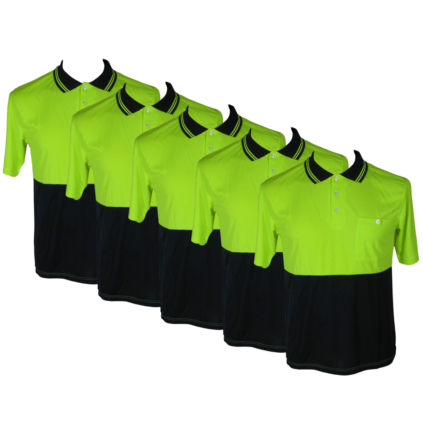 5x HI VIS Polo Shirt Top Tee Safety Workwear Short Sleeve Breathable Mesh BULK-18