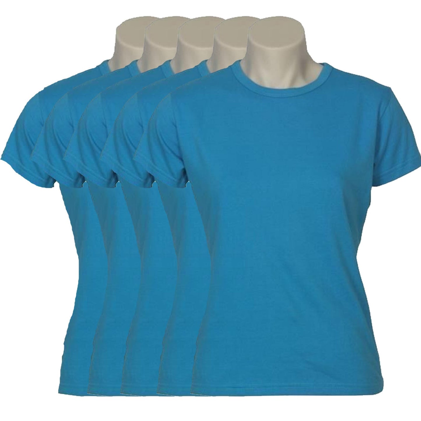 5x Womens Plain Ladies T SHIRT 100% COTTON Basic Tee Casual Top Size 6-24 BULK-26