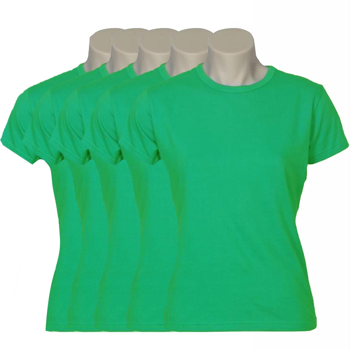 5x Womens Plain Ladies T SHIRT 100% COTTON Basic Tee Casual Top Size 6-24 BULK-40