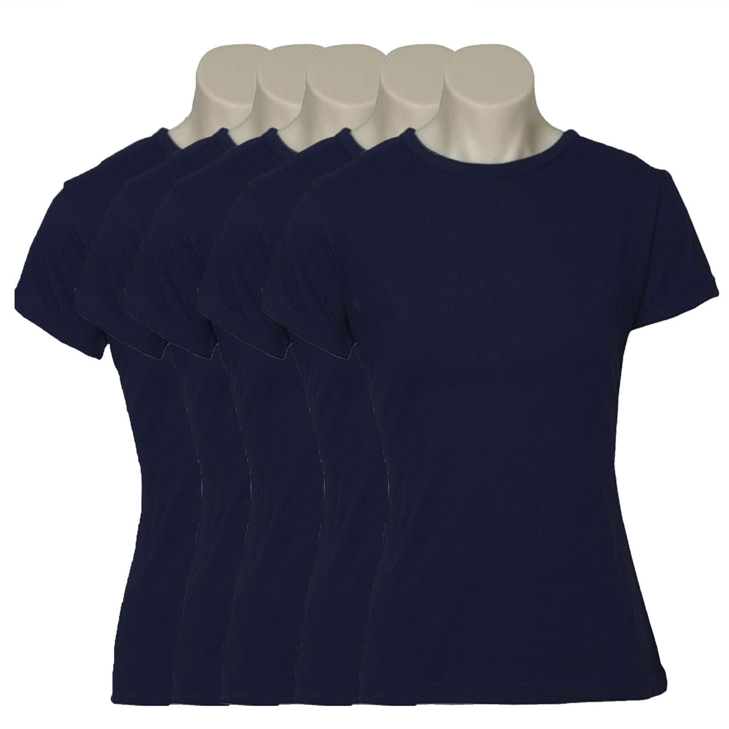 5x Womens Plain Ladies T SHIRT 100% COTTON Basic Tee Casual Top Size 6-24 BULK-55