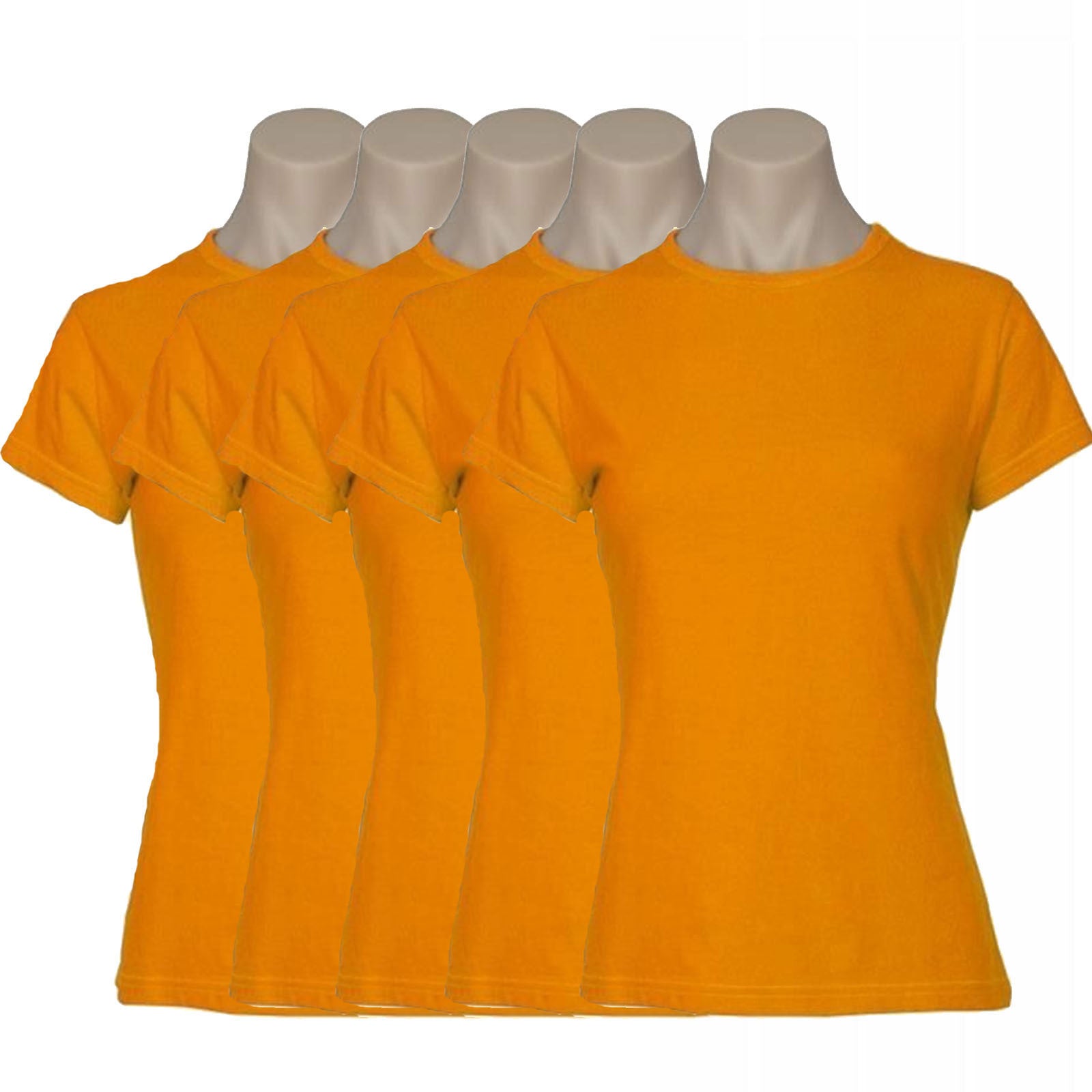 5x Womens Plain Ladies T SHIRT 100% COTTON Basic Tee Casual Top Size 6-24 BULK-66