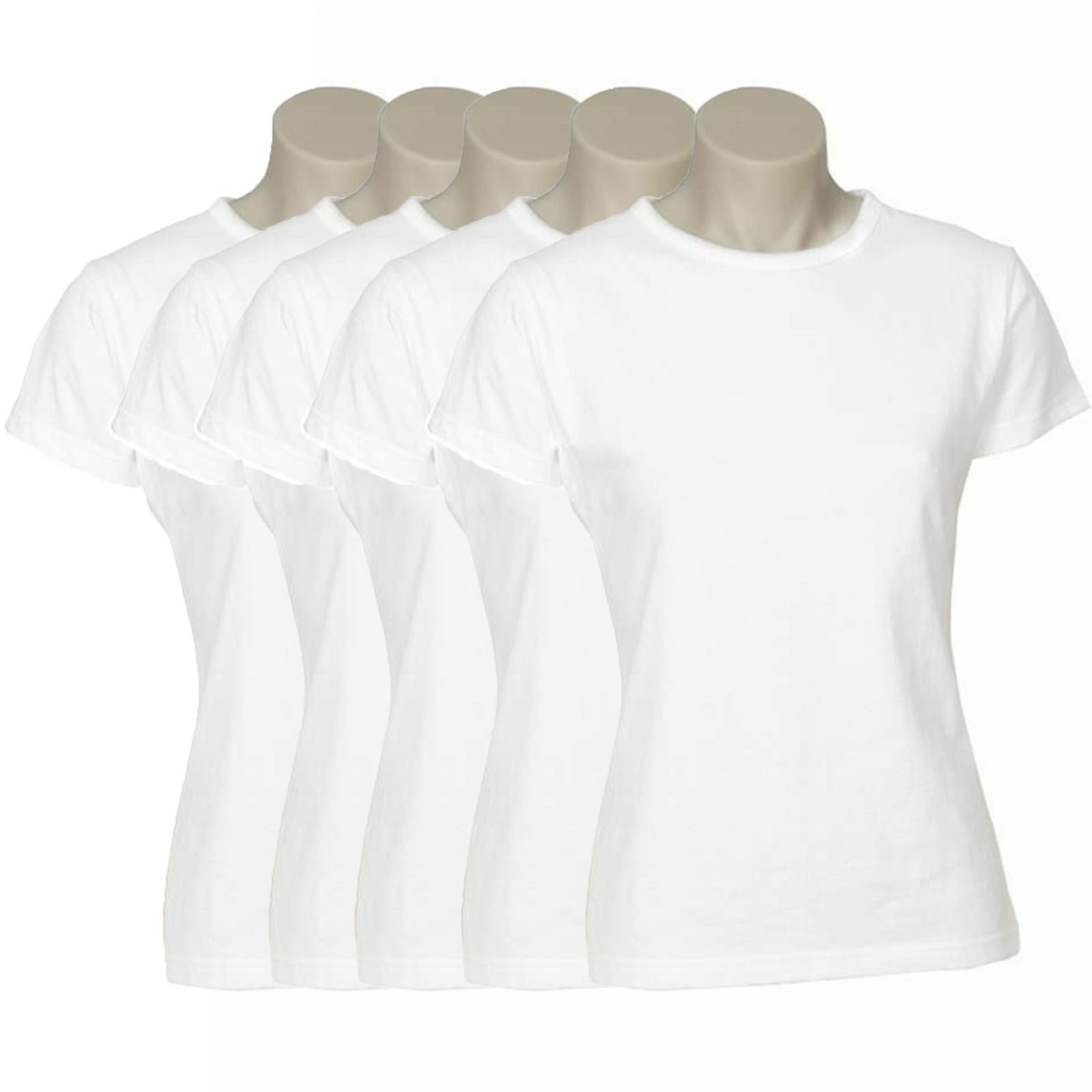 5x Womens Plain Ladies T SHIRT 100% COTTON Basic Tee Casual Top Size 6-24 BULK-83