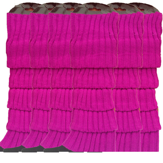 6x Womens Leg Warmers Disco Winter Knit Dance Party Crochet Legging Socks Costume - Purple