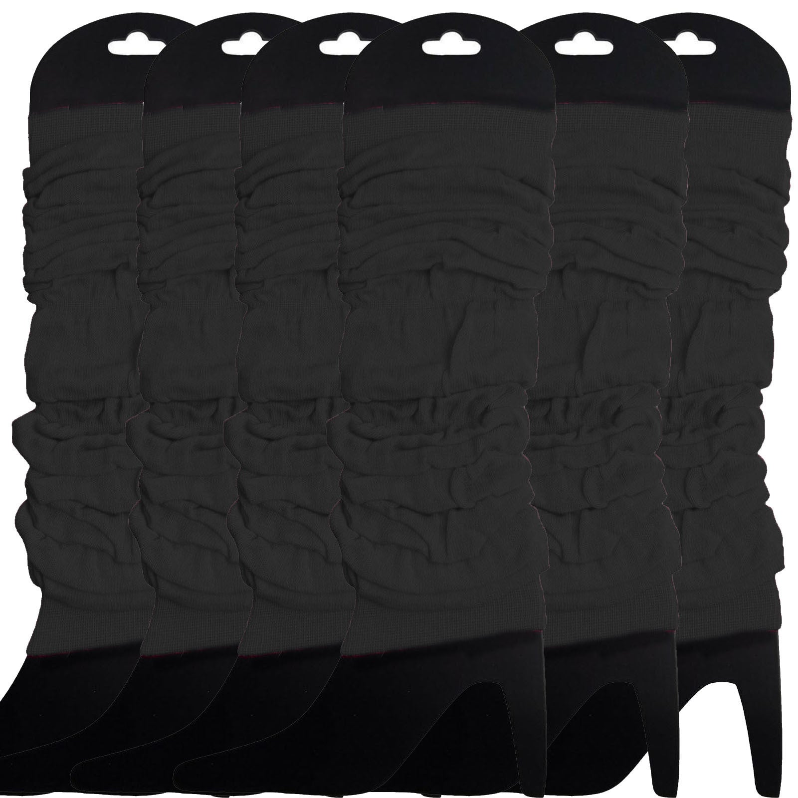 6x LEG WARMERS Knitted Womens Neon Party Knit Ankle Fluro Dance Costume 80s BULK - Black-1