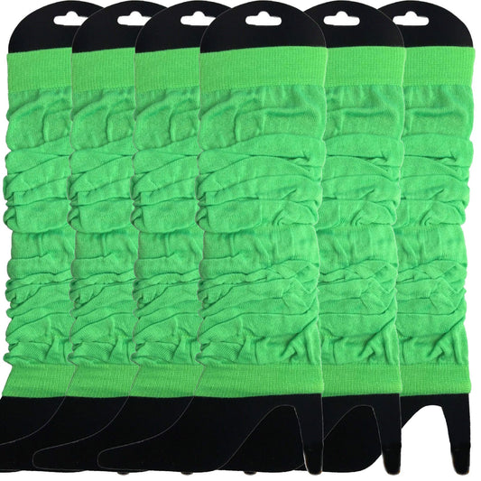 6x LEG WARMERS Knitted Womens Neon Party Knit Ankle Fluro Dance Costume 80s BULK - Fluro Green