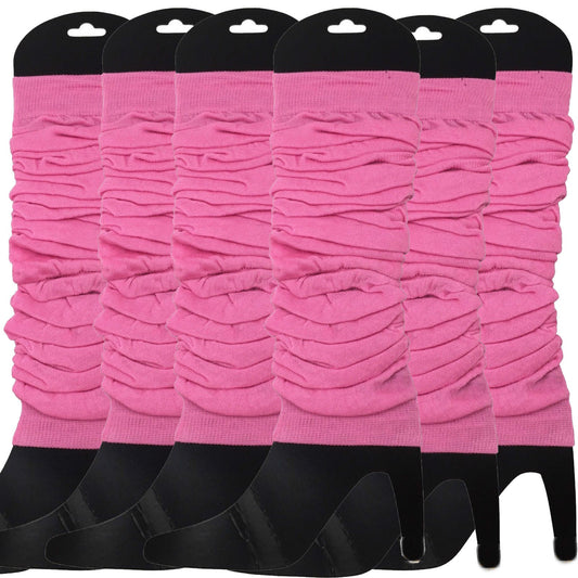 6x LEG WARMERS Knitted Womens Neon Party Knit Ankle Fluro Dance Costume 80s BULK - Light Pink