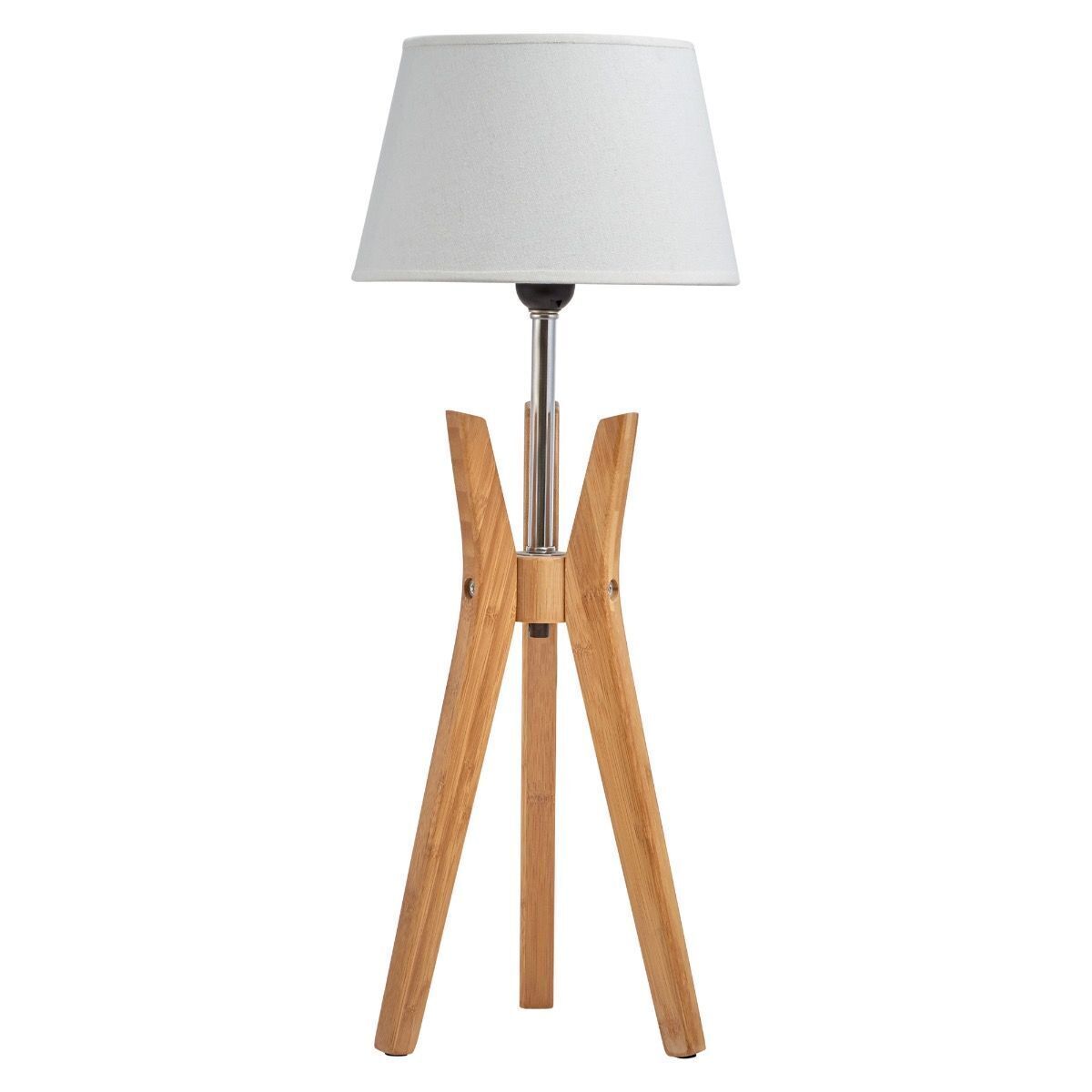Bamboo Tripod Table Lamp Desk Modern Rustic Geo Light w Linen Shade-0