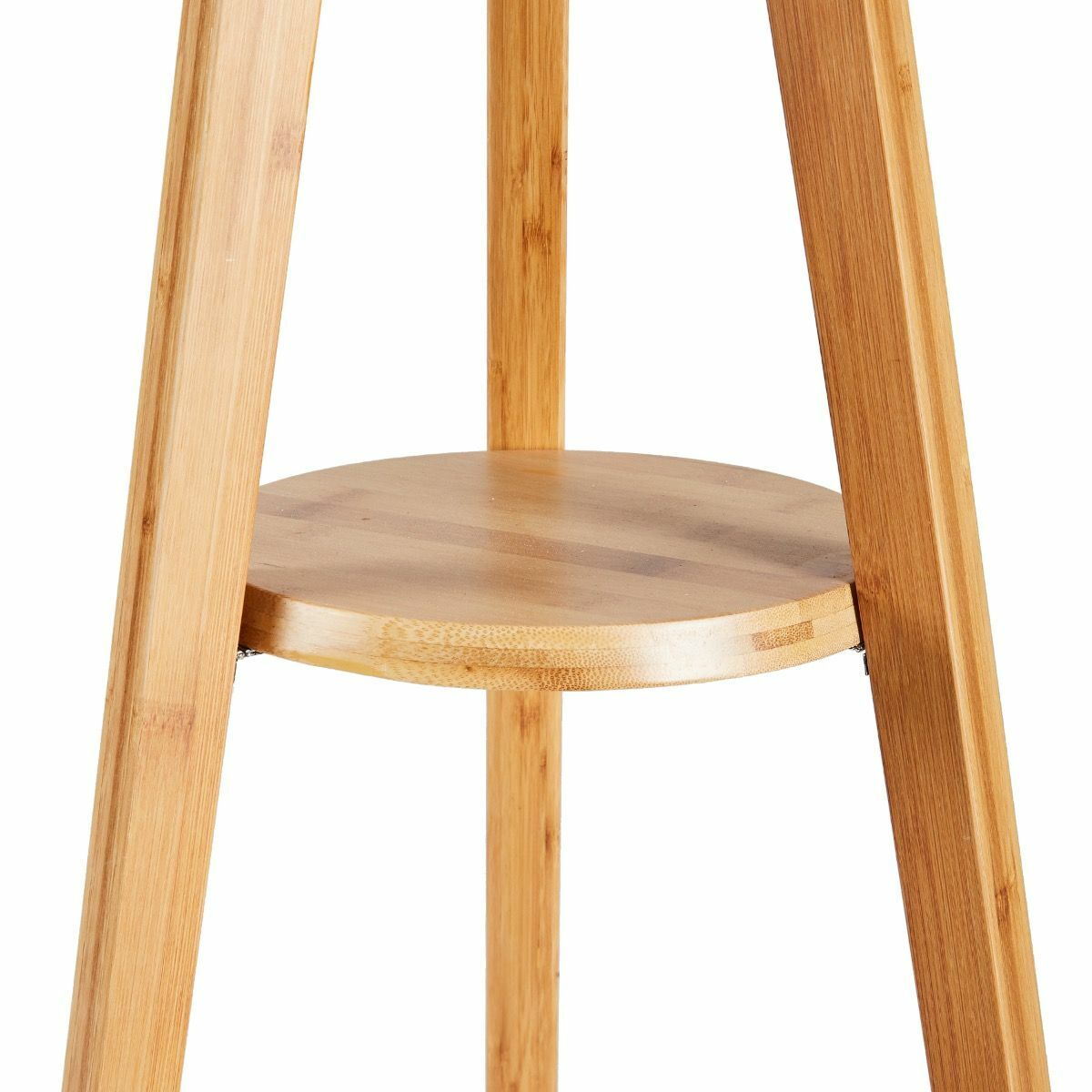 156cm Bamboo Wooden Tripod Floor Lamp with White Light Linen Shade-4