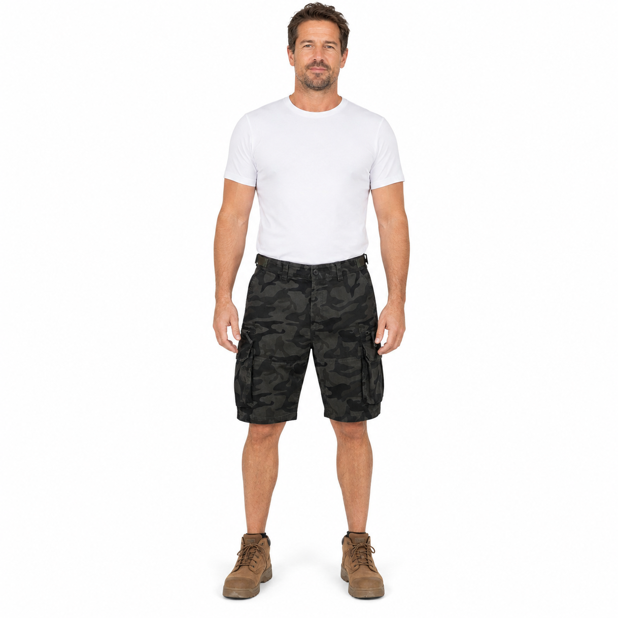 Deluxe Heavy Duty CARGO SHORTS 100% COTTON Drill Summer Work Adjustable in Camouflage
