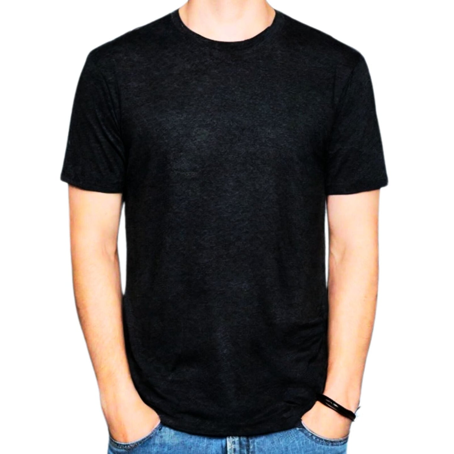 Mens COTTON STRETCH T-SHIRT Tee Top Plain Blank Adults Slim Skinny Fitted-3