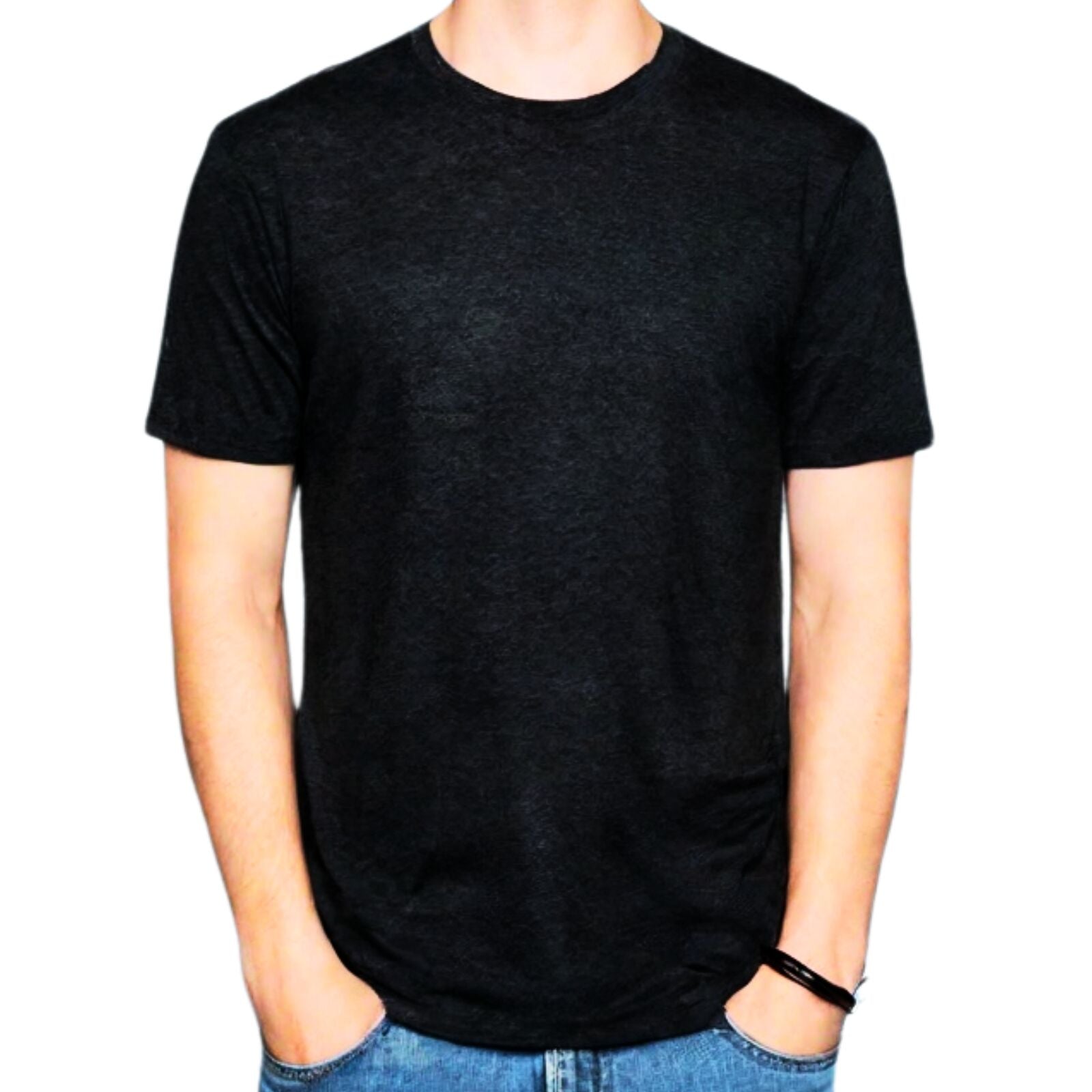 Mens COTTON STRETCH T-SHIRT Tee Top Plain Blank Adults Slim Skinny Fitted-3