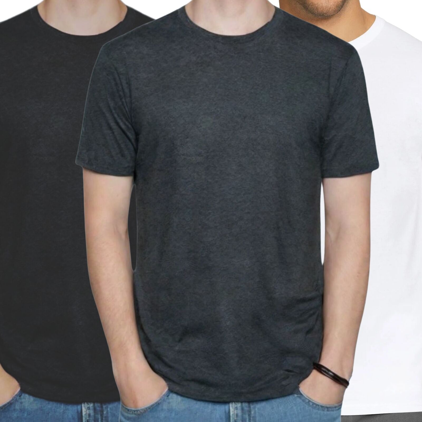Mens COTTON STRETCH T-SHIRT Tee Top Plain Blank Adults Slim Skinny Fitted-0