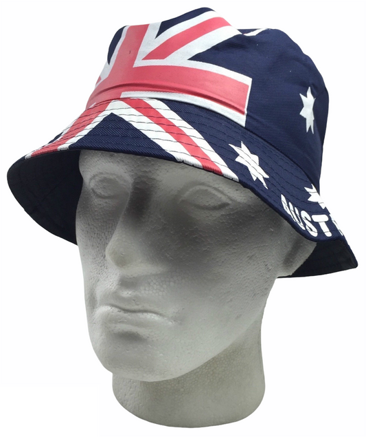 AUSTRALIA FLAG BUCKET HAT Adult Australian Day Aussie Summer Sun Cap Brim-0