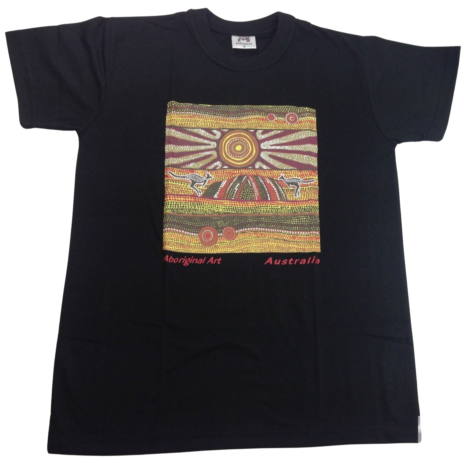 Mens Australia T Shirt Aboriginal Art 100% Cotton Souvenir Indigenous Tee-0
