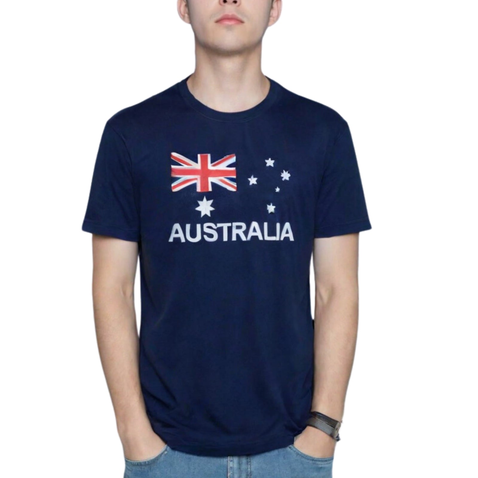 Adult AUSTRALIAN T Shirt Australia Day 100% COTTON Souvenir Tee Top Flag - Blue-3
