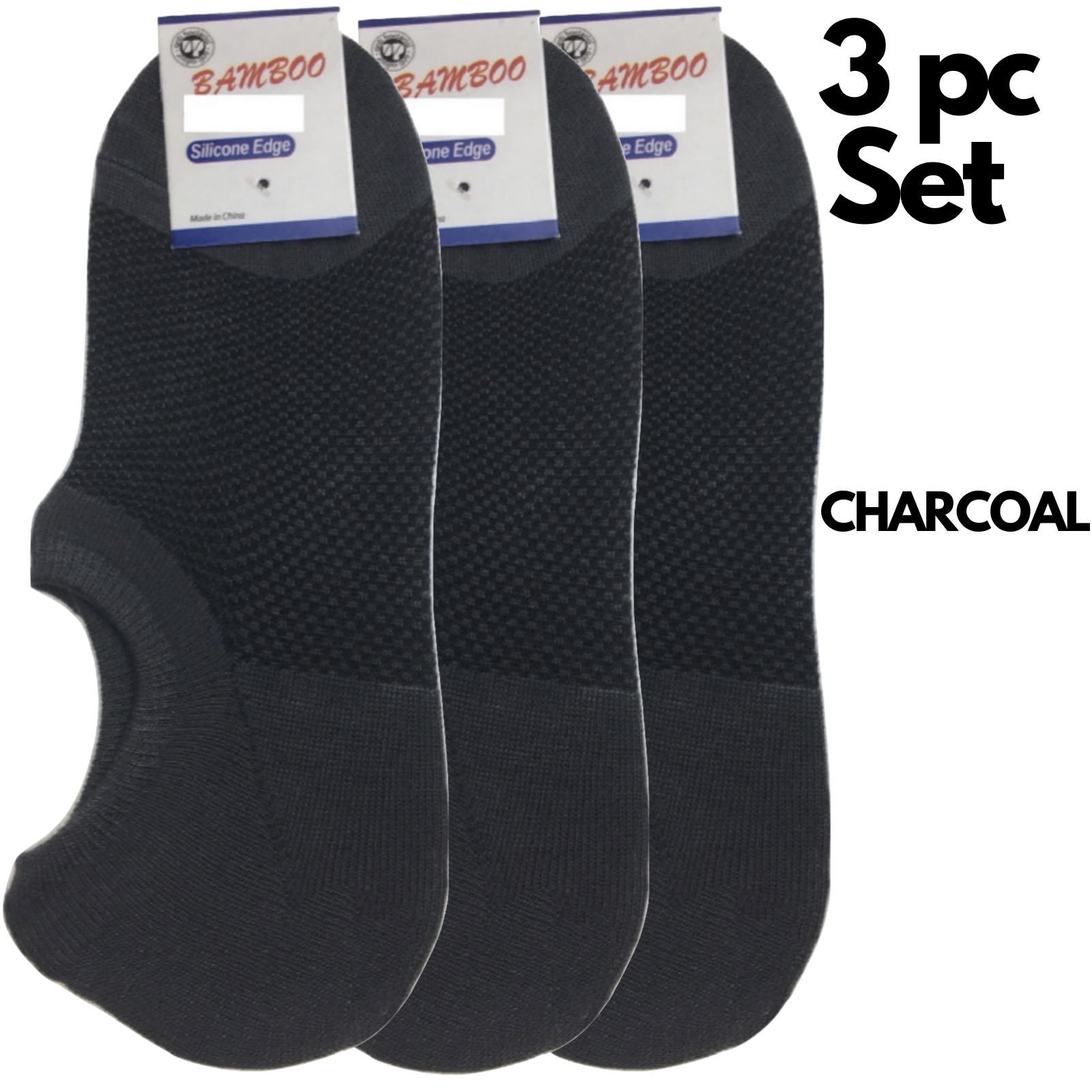 3x Pairs No Show Bamboo Socks Non-Slip Heel Grip Low Cut Invisible Footlet New-3