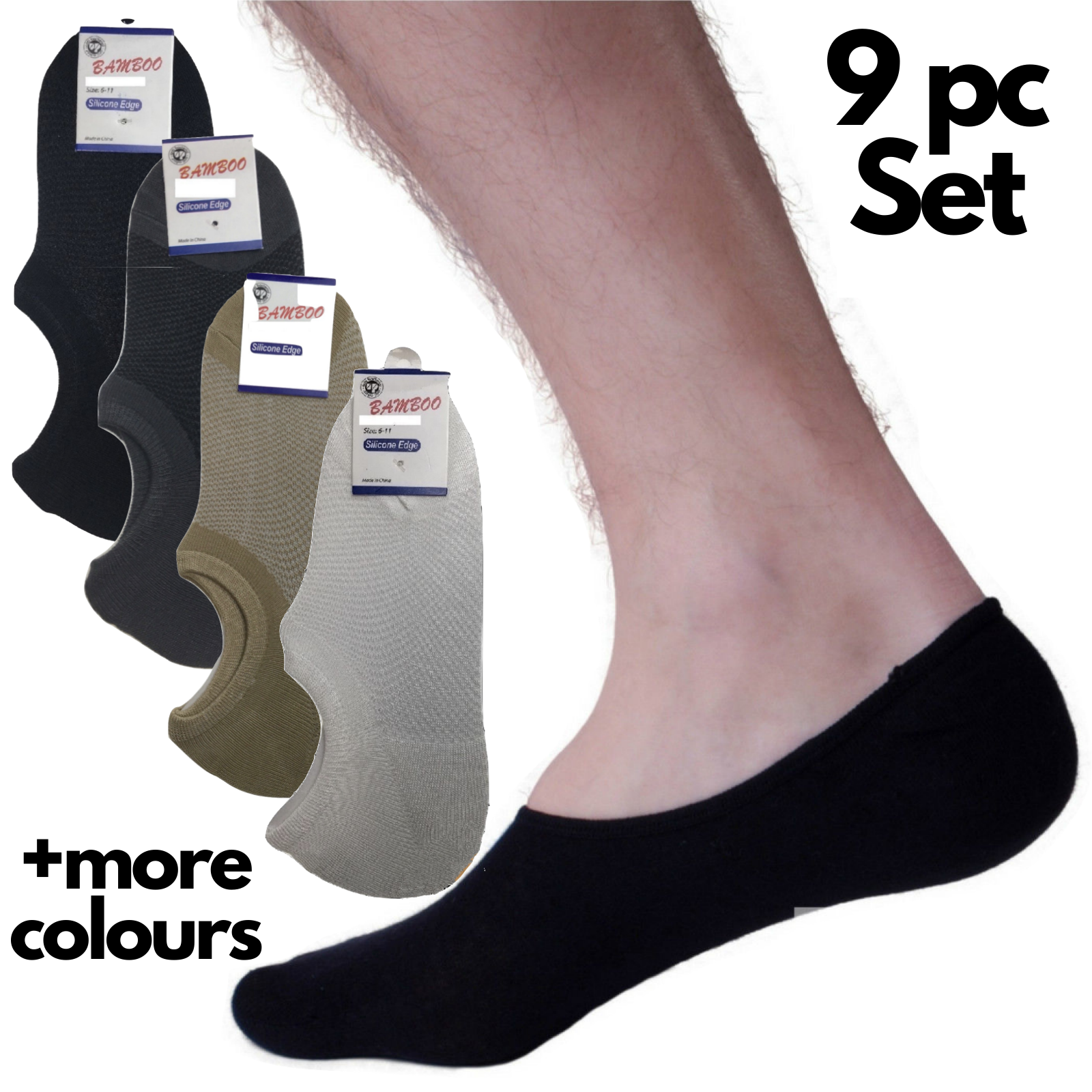 9x Pairs No Show Bamboo Socks Non-Slip Heel Grip Low Cut Invisible Footlet New-1
