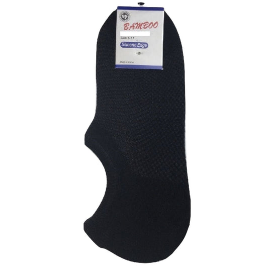 1 Pair NO SHOW BAMBOO SOCKS Non Slip Heel Grip Low Cut Invisible Footlet - Black