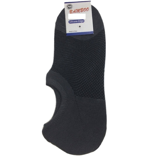 1 Pair NO SHOW BAMBOO SOCKS Non Slip Heel Grip Low Cut Invisible Footlet - Charcoal