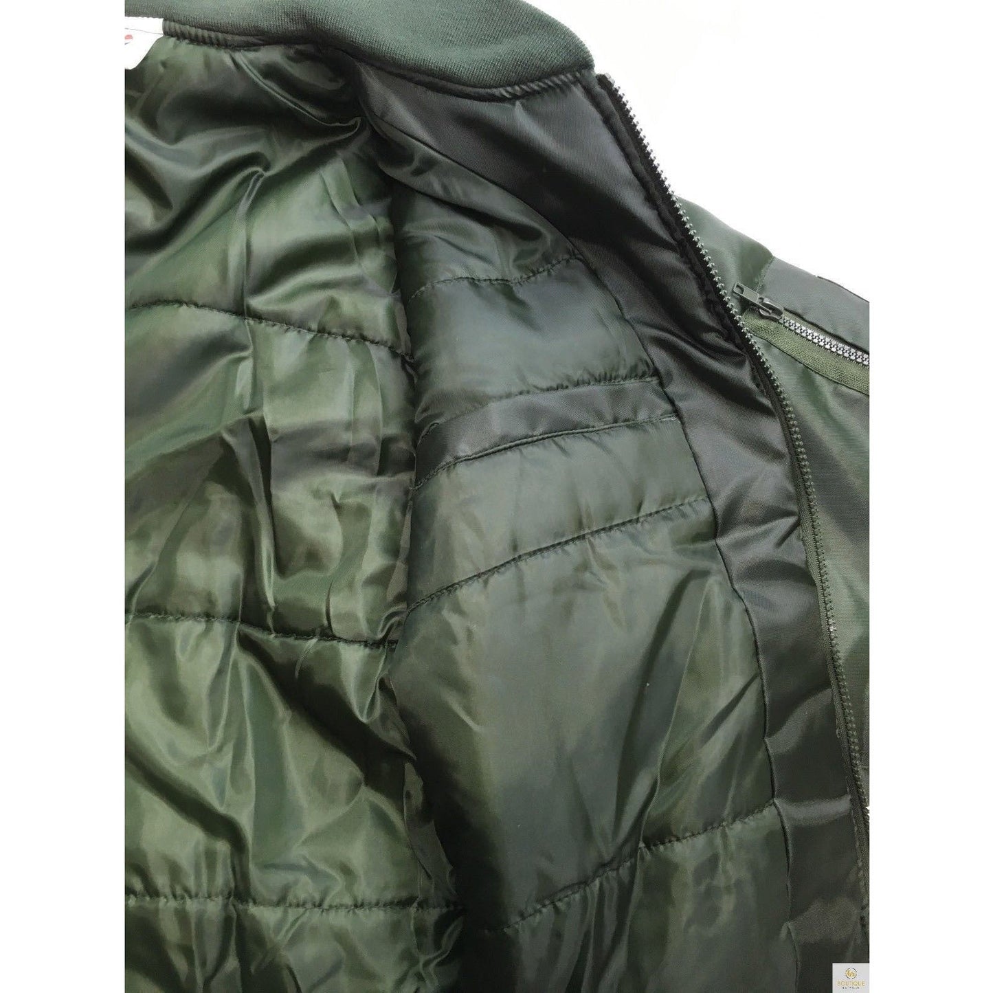 Plus Size Quilted Jacket Zip Up Classic Padded Flight Flying Winter Big & Tall - Bottle Green-4