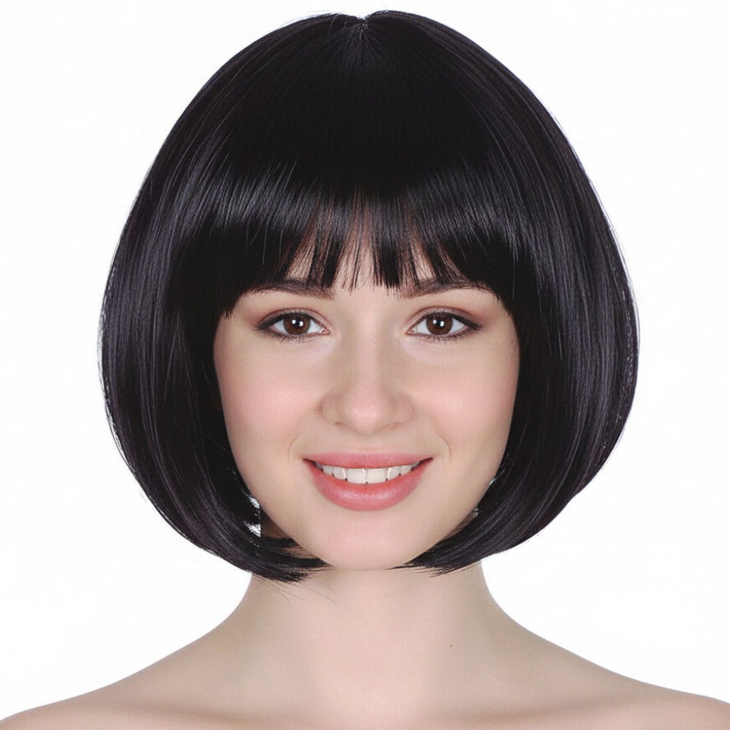 Bob Wig Costume Short Straight Fringe Cosplay Party Womens Hair - Black