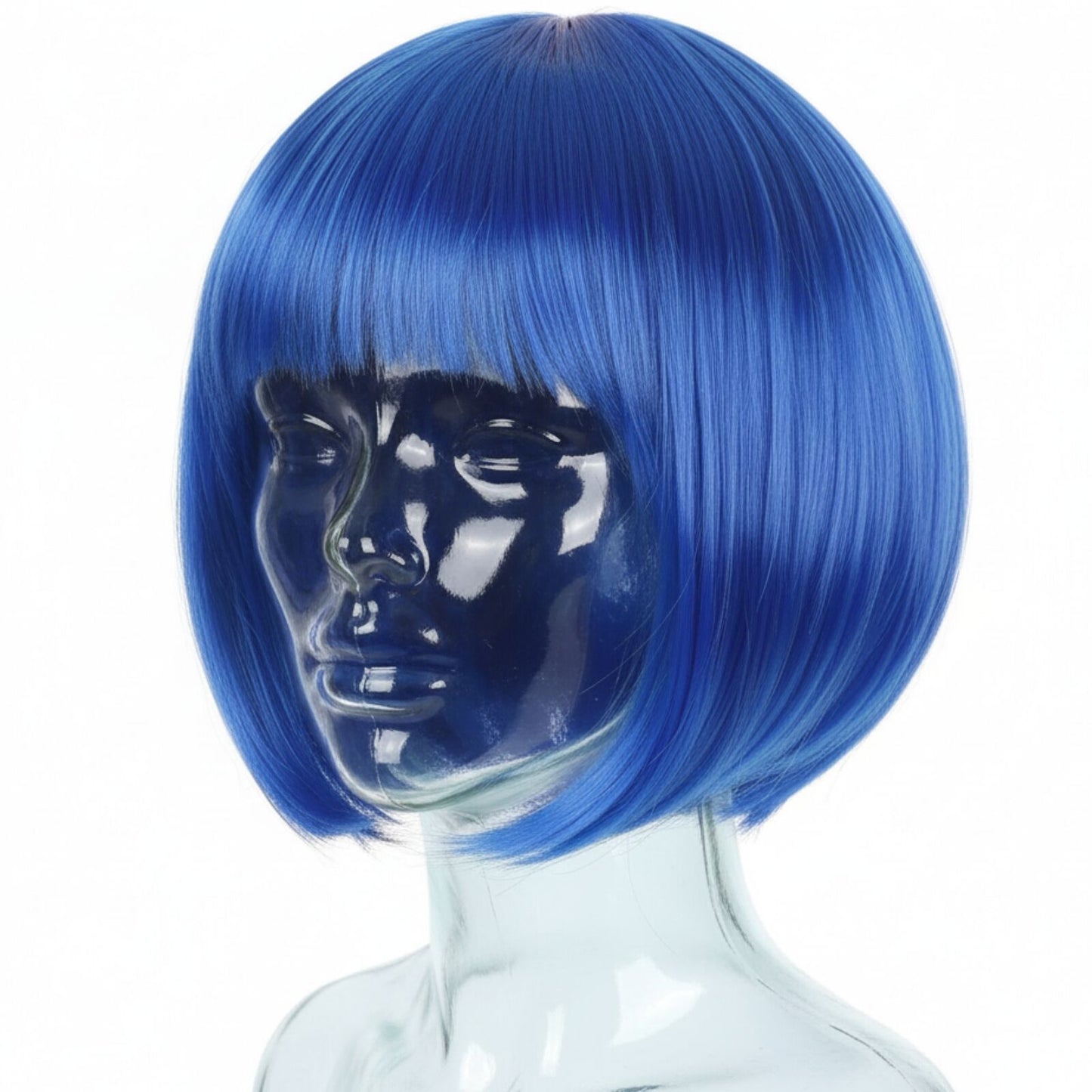 Bob Wig Costume Short Straight Fringe Cosplay Party Full Hair Womens Fancy Dress - Blue