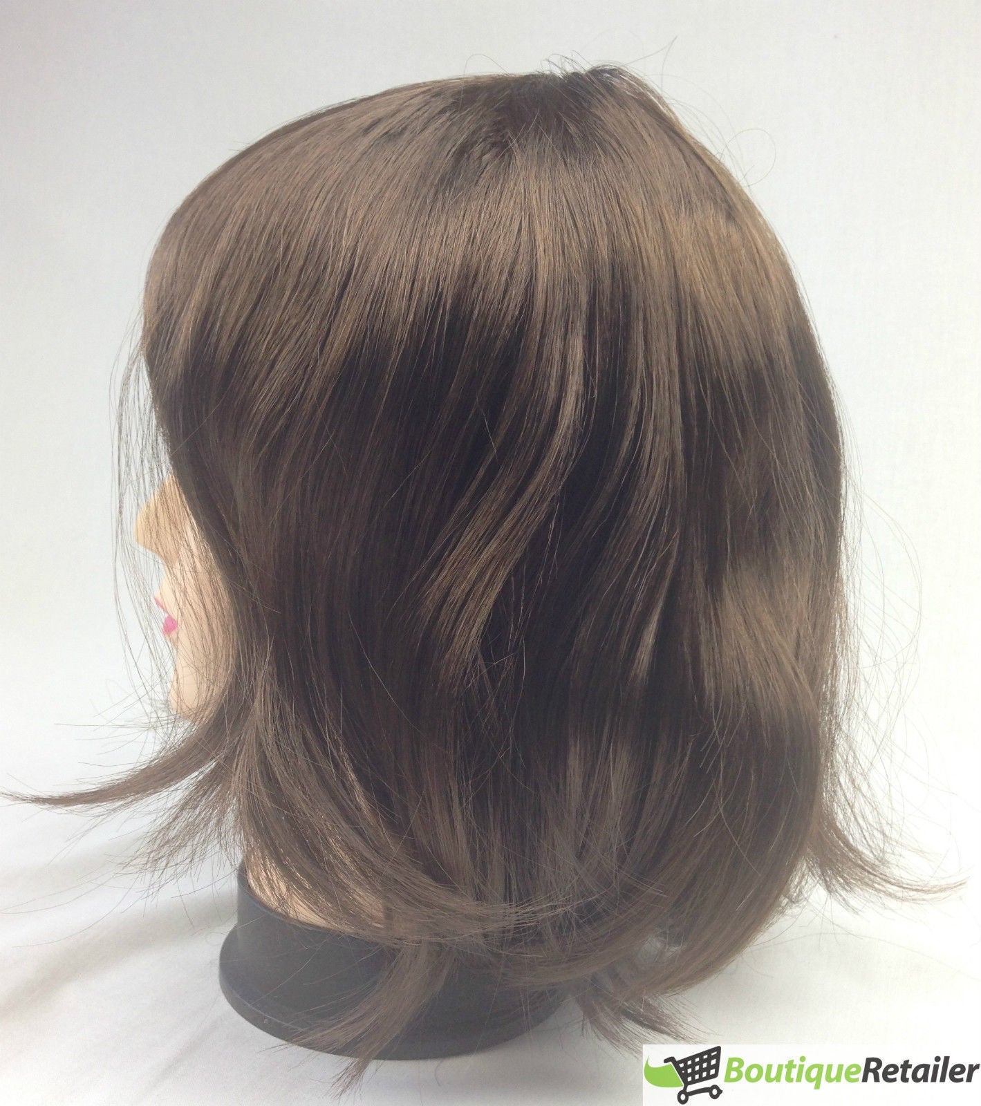 Bob Wig Costume Short Straight Fringe Cosplay Party Full Hair Womens Fancy Dress - Brown-2