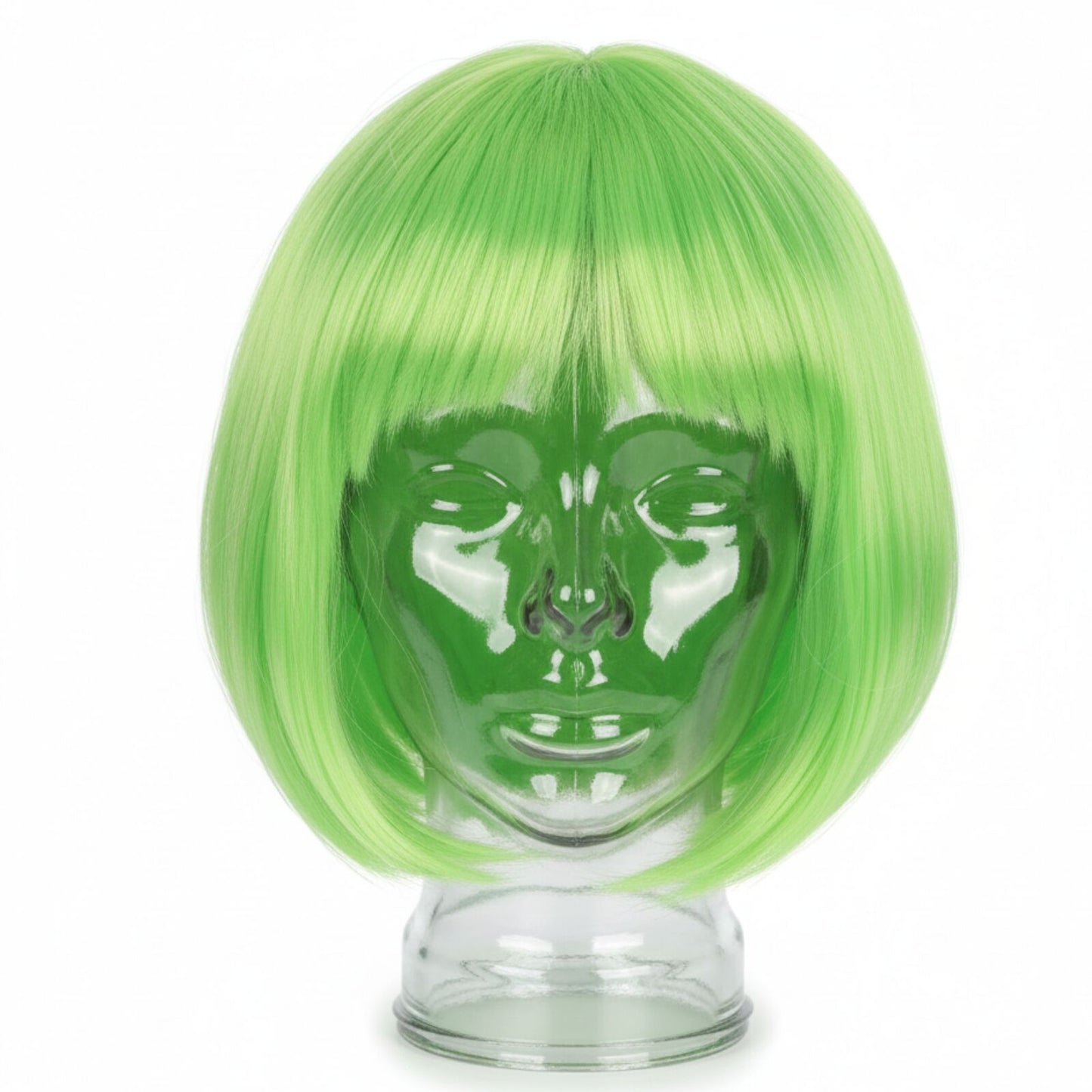 Bob Wig Costume Short Straight Fringe Cosplay Party Full Hair Womens Fancy Dress - Green