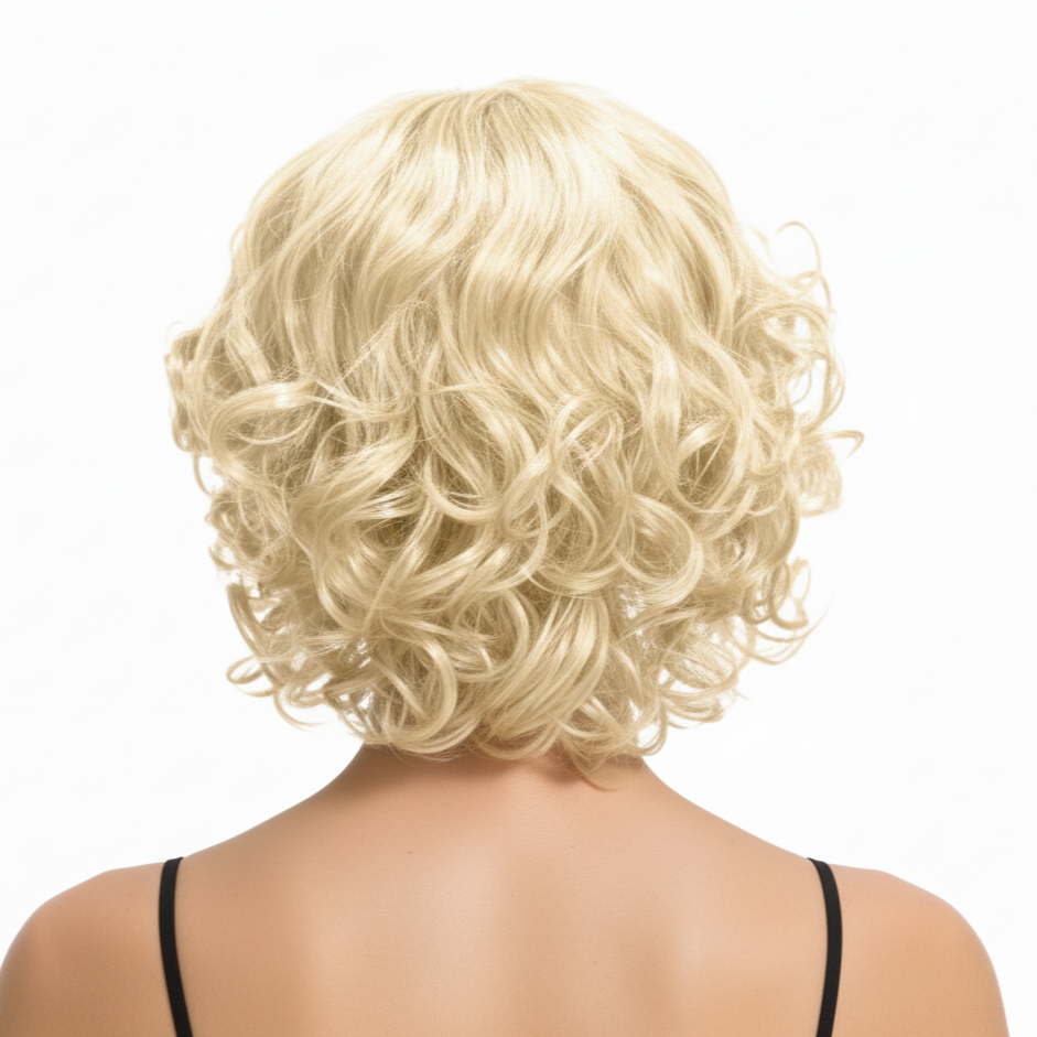 CURLY BOB WIG Hair Party Costume Halloween Fancy Dress Up 60s 70s - Blonde
