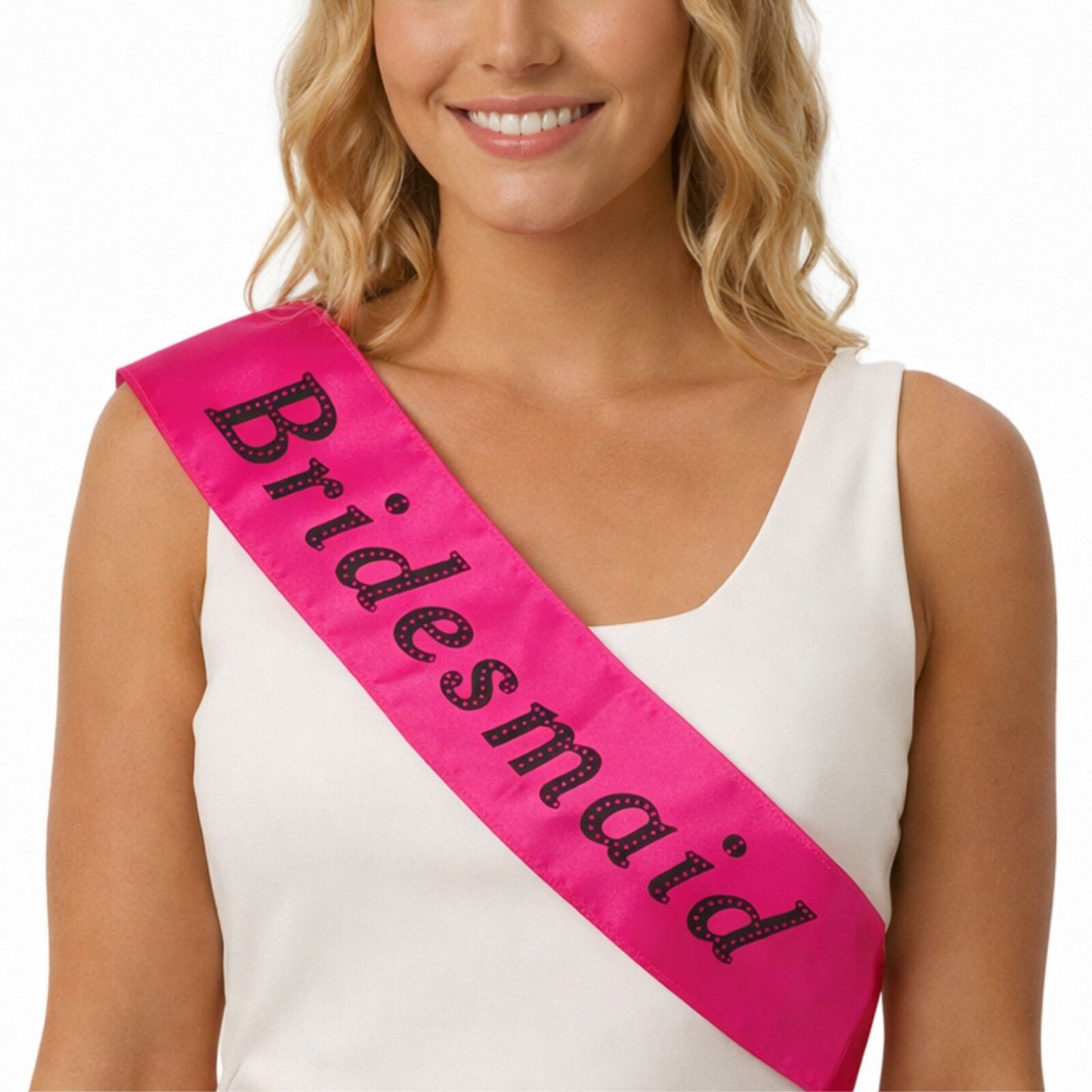 Hens Night Satin Sash Bridal Party Girls Wedding Bridesmaid Accessory - Hot Pink