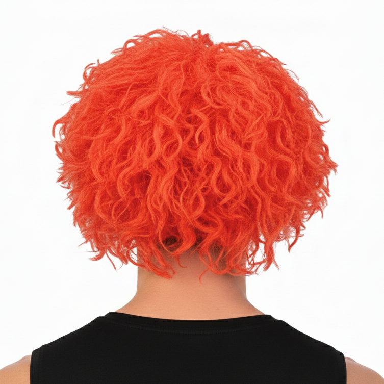 CRAZY WIG Afro Style Costume Party Fancy Dress Curly Hair 70s 80s Rock Punk - Orange