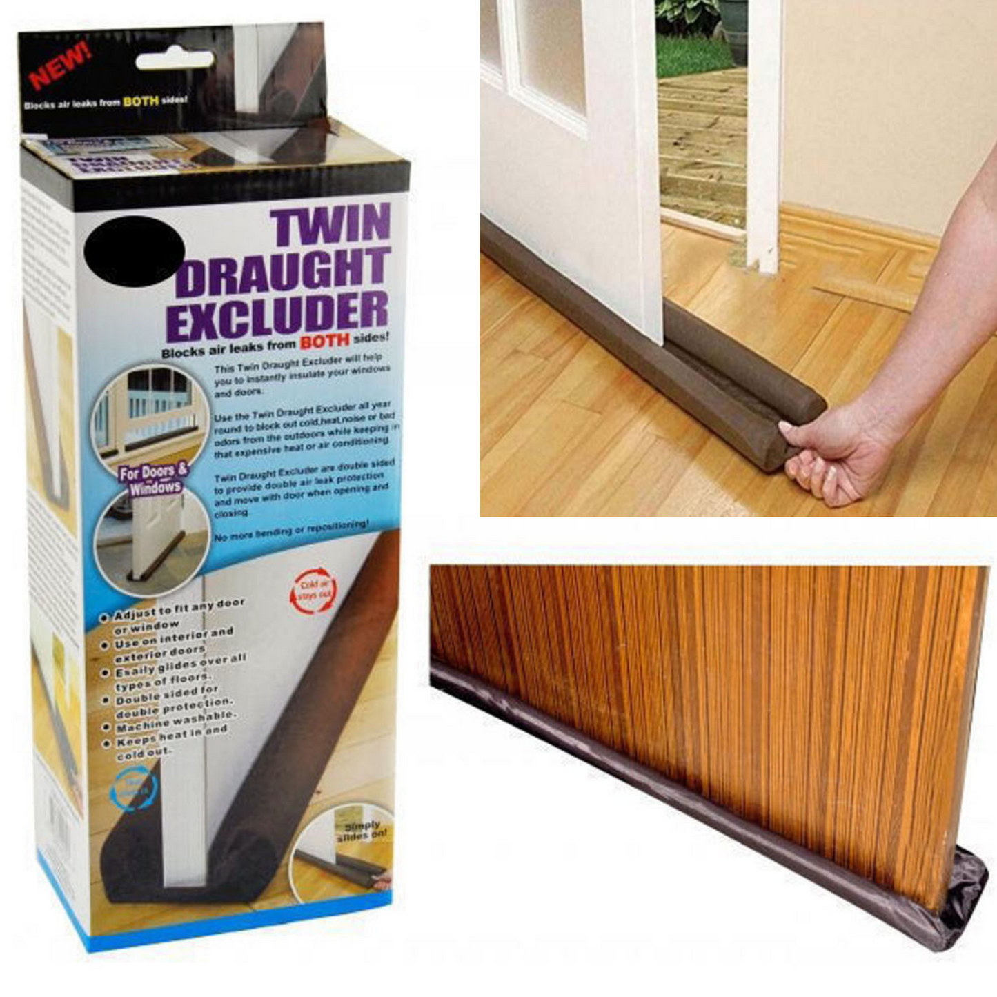 Flexible Door Bottom Sealing Strip Guard Wind Dust Threshold Seal Draft Stopper-0