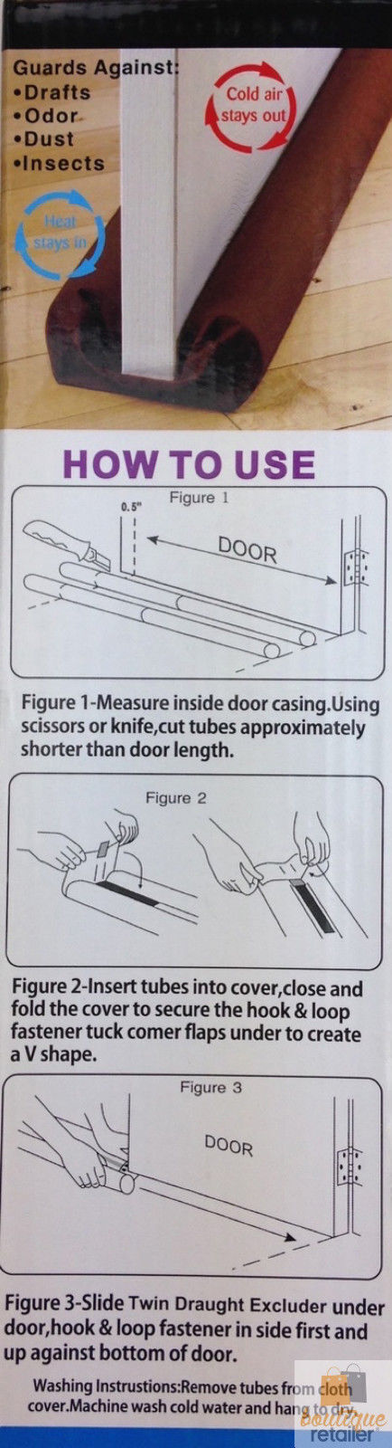 3x Twin DRAFT STOPPER Double Sided Snake Air Wind Door Guard Cover Weather Seal-2