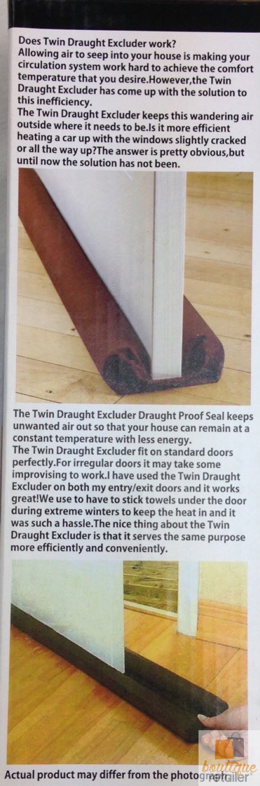 3x Twin DRAFT STOPPER Double Sided Snake Air Wind Door Guard Cover Weather Seal-3