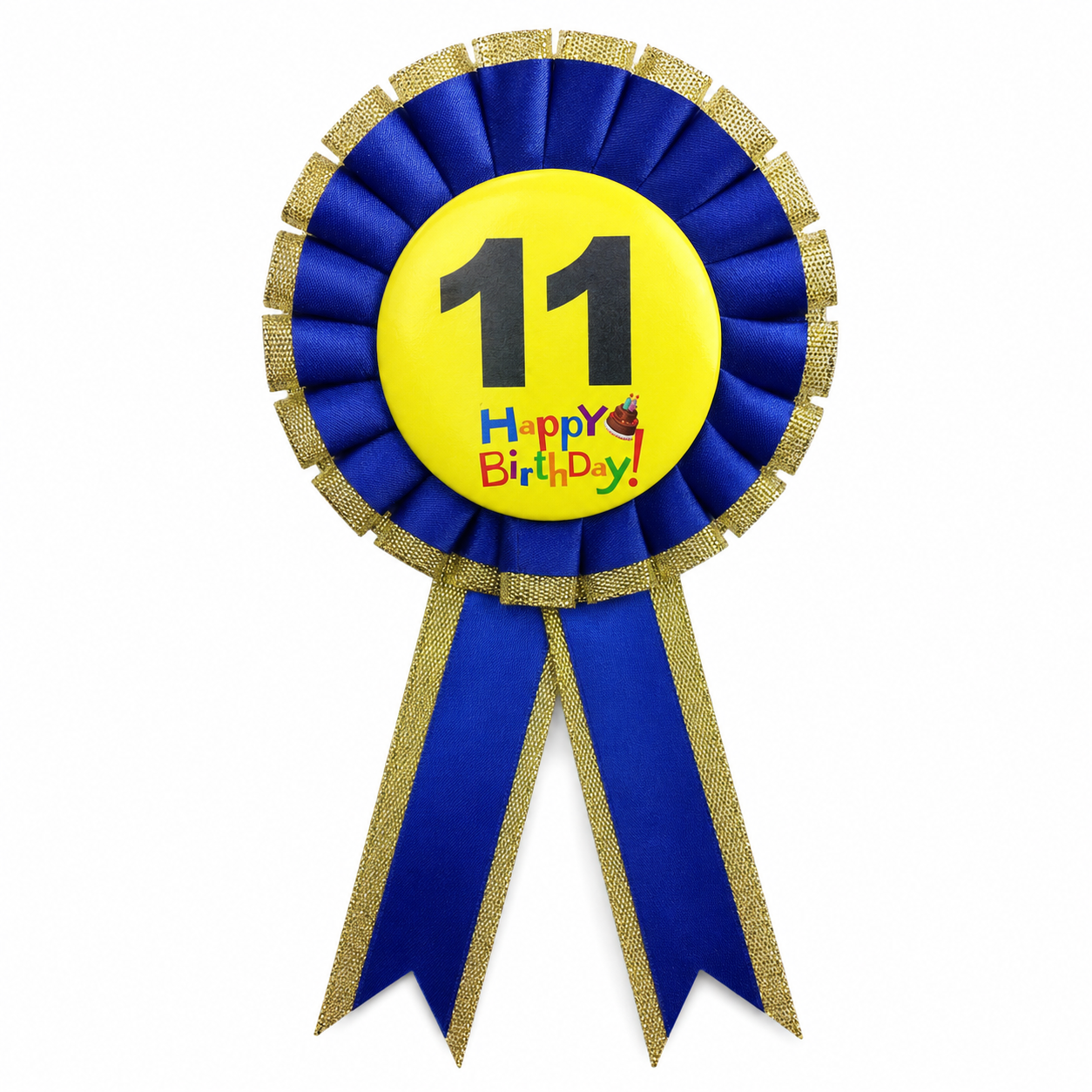 Kids Birthday Badge Rosette with Ribbon Party Favour Fancy Dress - Age 11 Blue