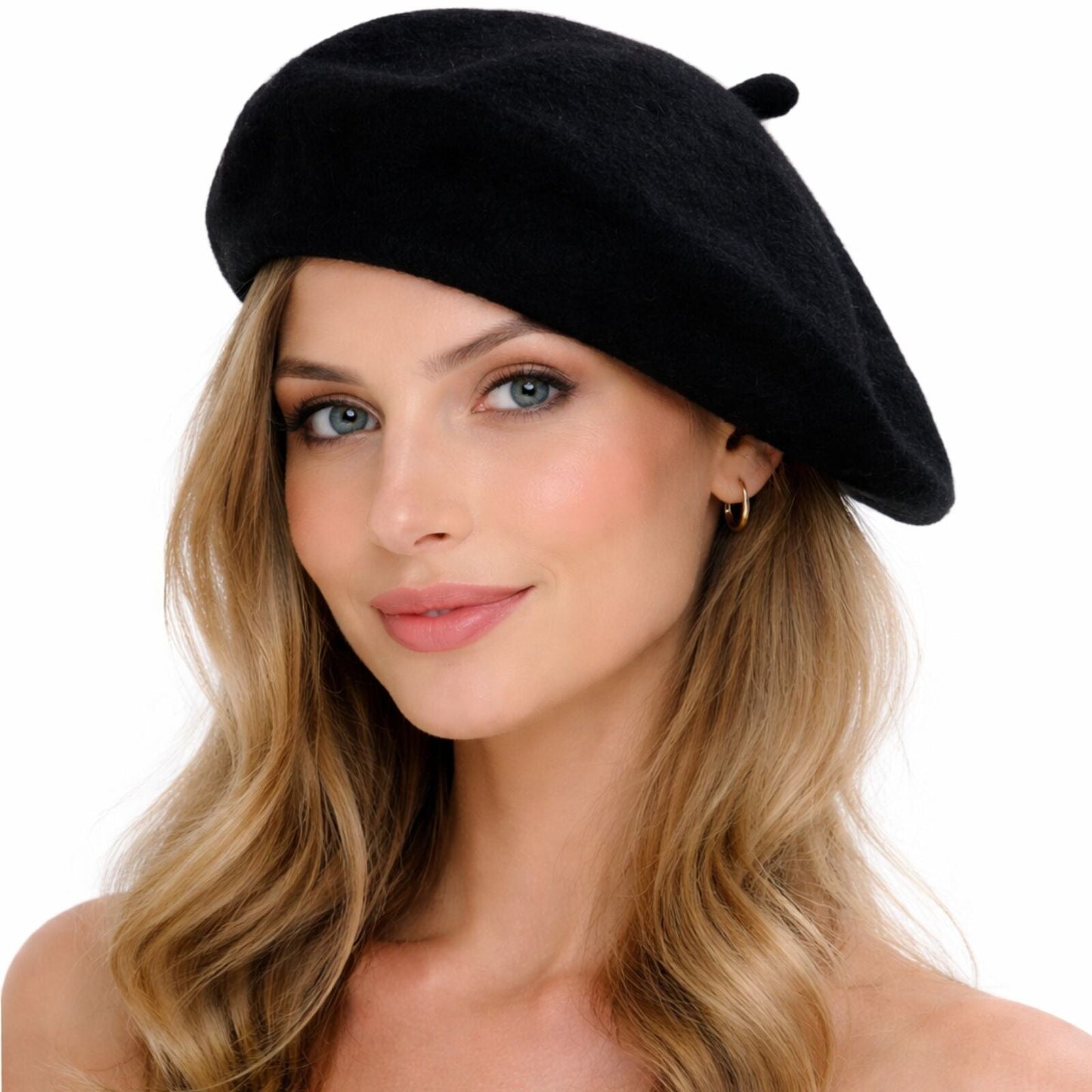 Black French Beret Hat - Unisex Military Style Winter Cap-0