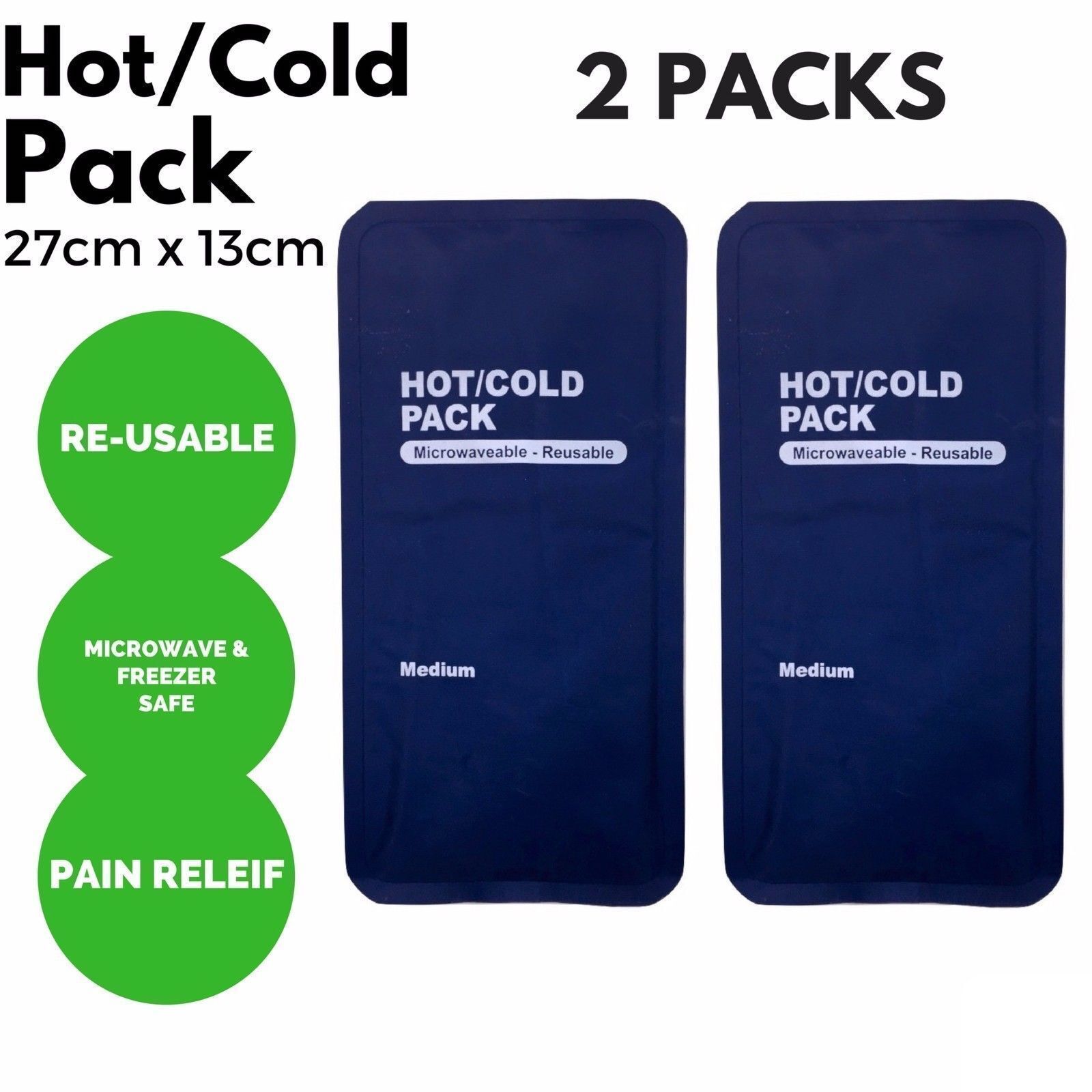 2x HOT COLD PACK First Aid Reusable Ice Heat Gel Packs Microwaveable Relief-1