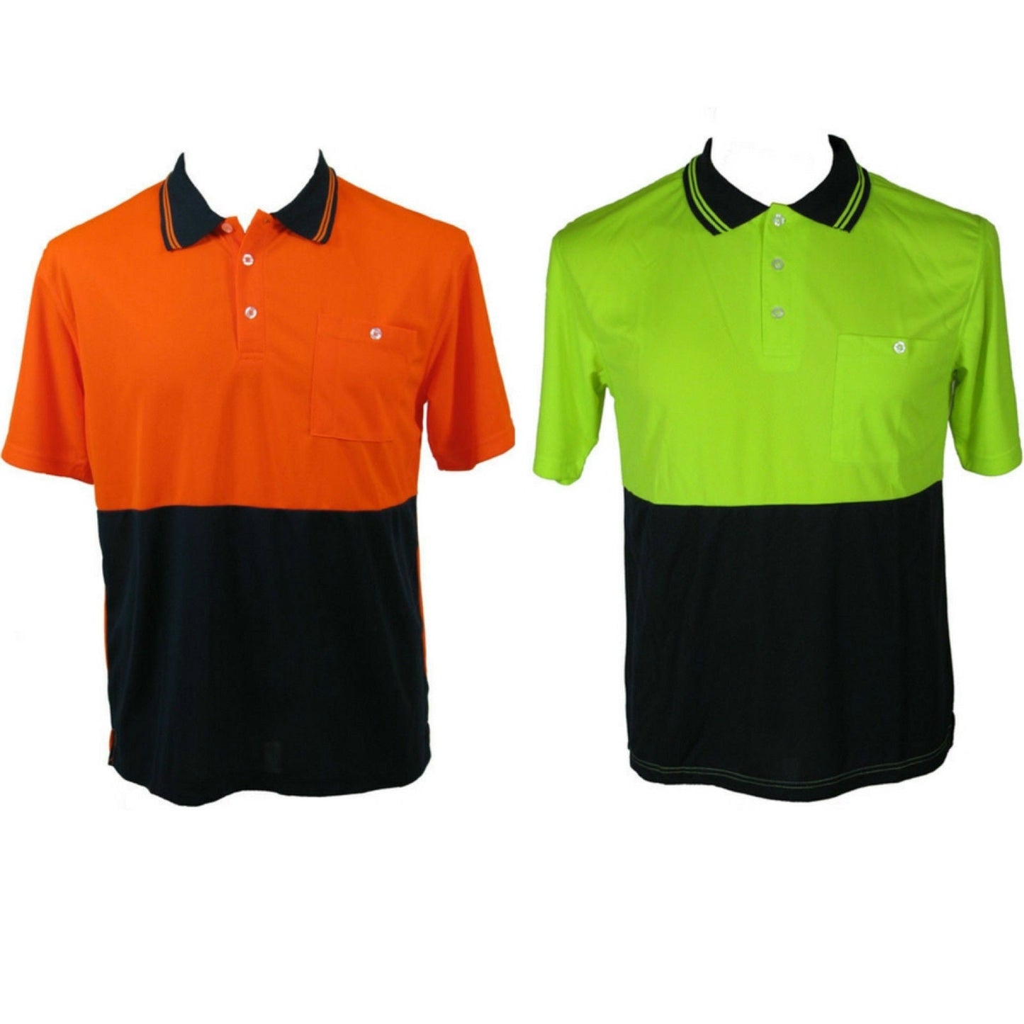 HI VIS Polo Shirt Top Tee Safety Workwear Short Sleeve Breathable Micro Mesh-0