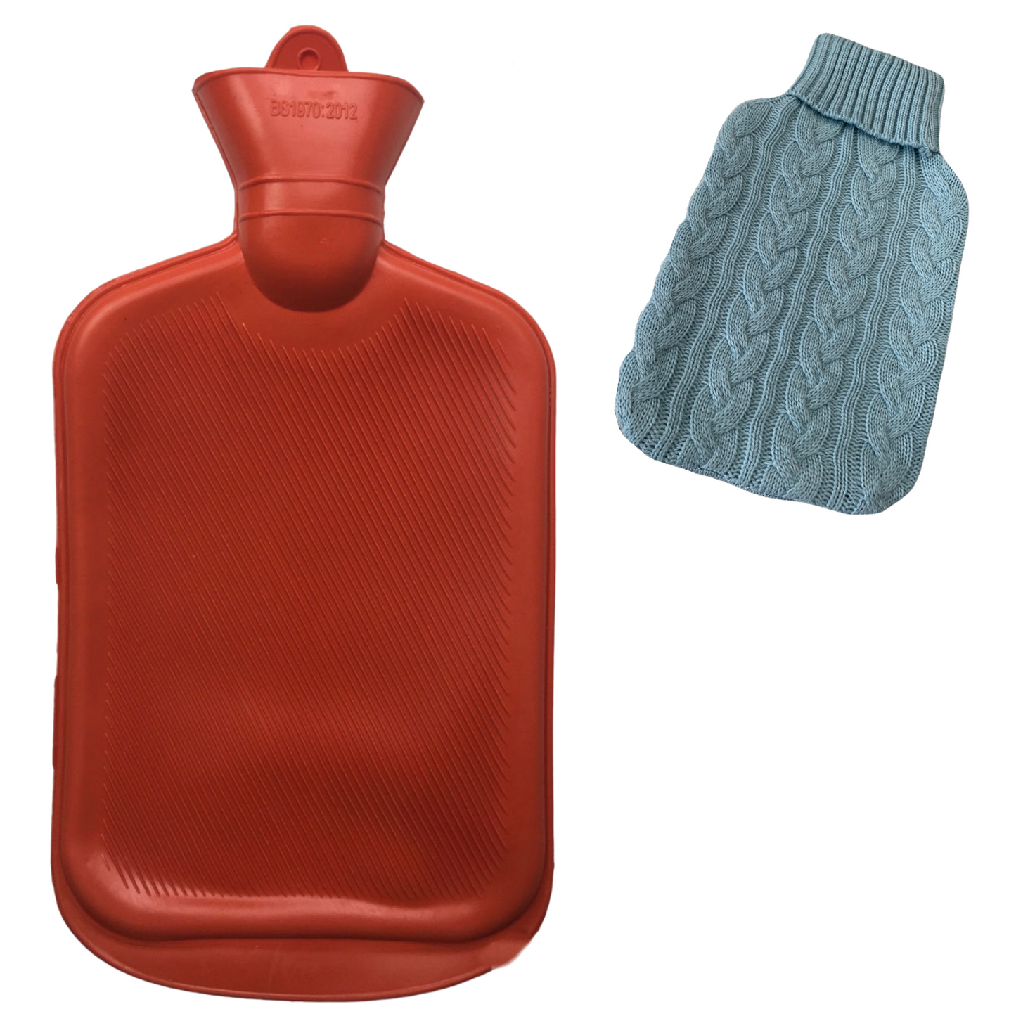 2L HOT WATER BOTTLE + Knitted Cover Winter Warm Rubber Bag Relaxing Warm Therapy-0