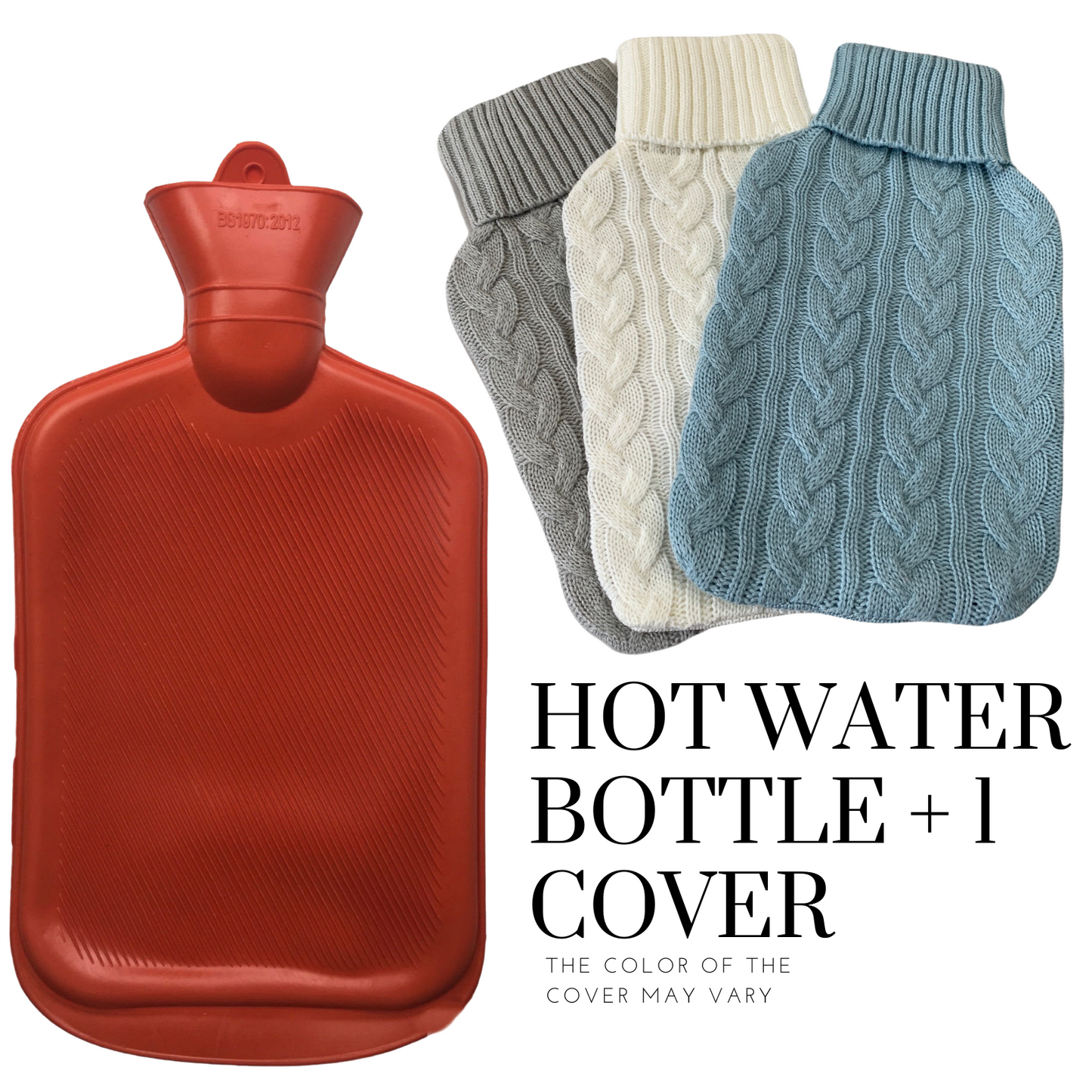 2L HOT WATER BOTTLE + Knitted Cover Winter Warm Rubber Bag Relaxing Warm Therapy-1