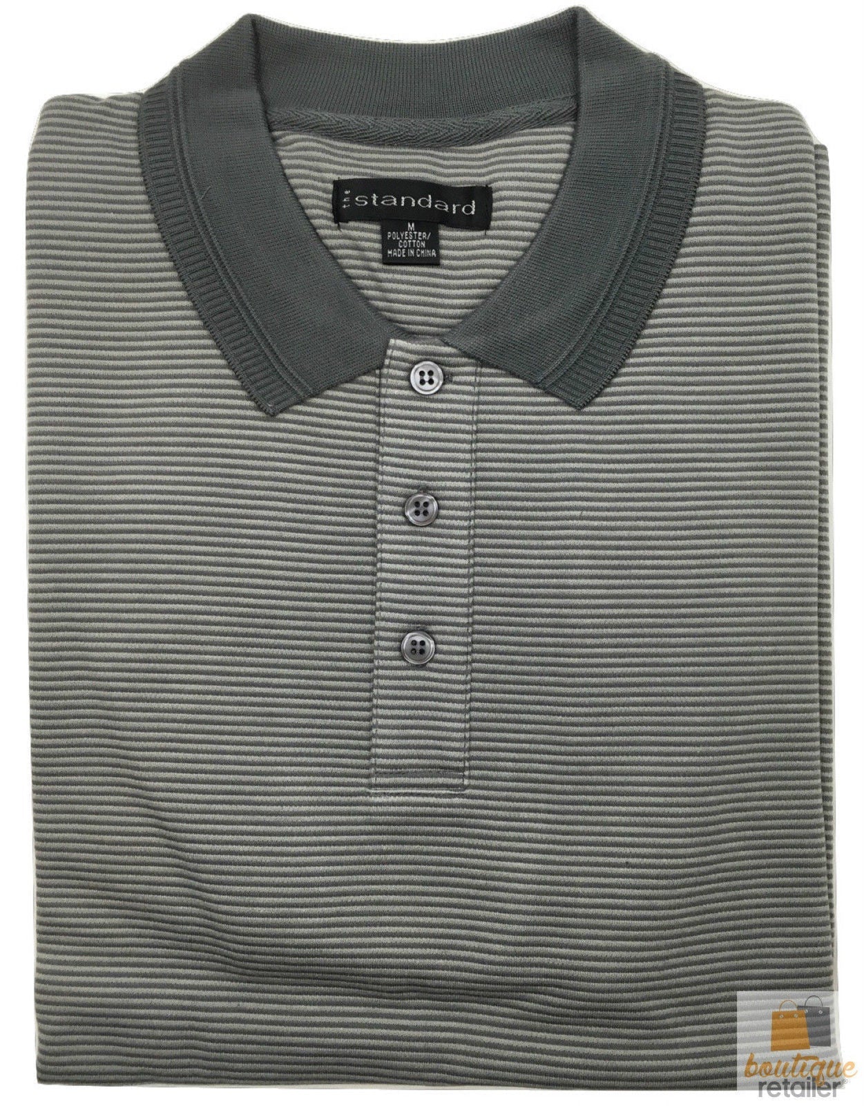 Short Sleeve Polo Shirt Top Short Sleeve Quality Loose Fit Adults Striped HZ92I-4